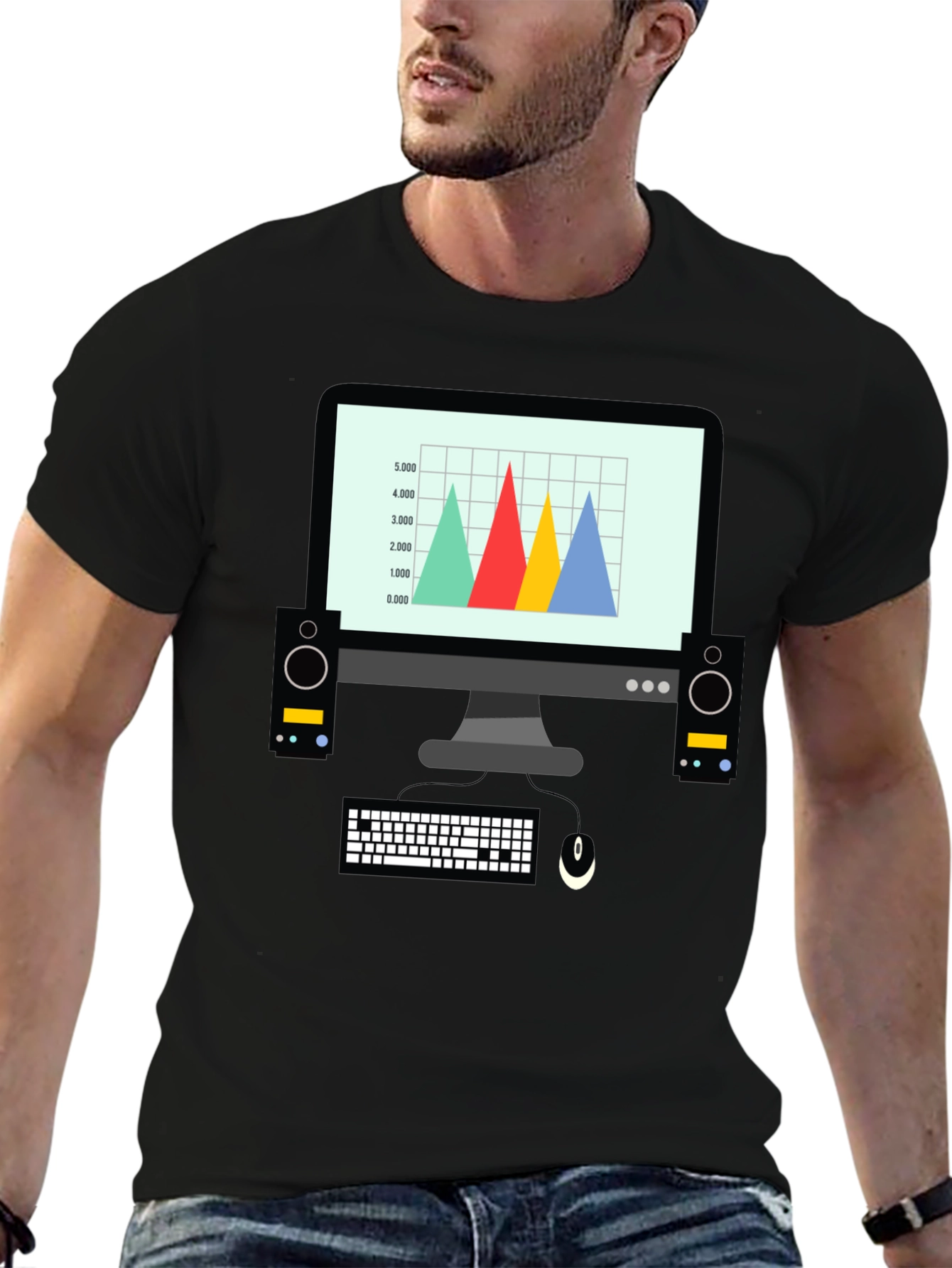 Black Computer Graphic Tee - Funny Tech Geek T-Shirt view 6