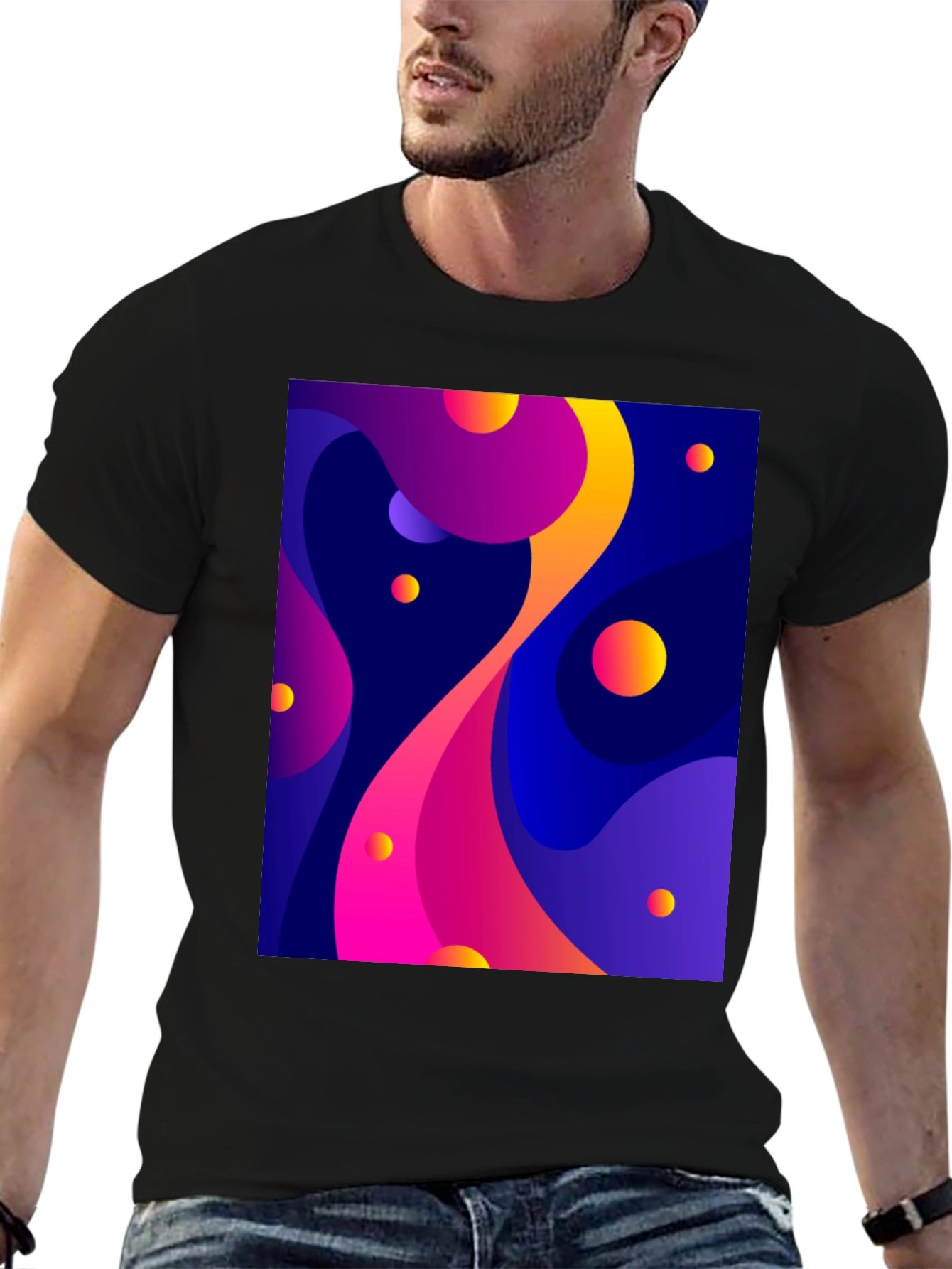 Black Abstract Art Black T-Shirt view 6