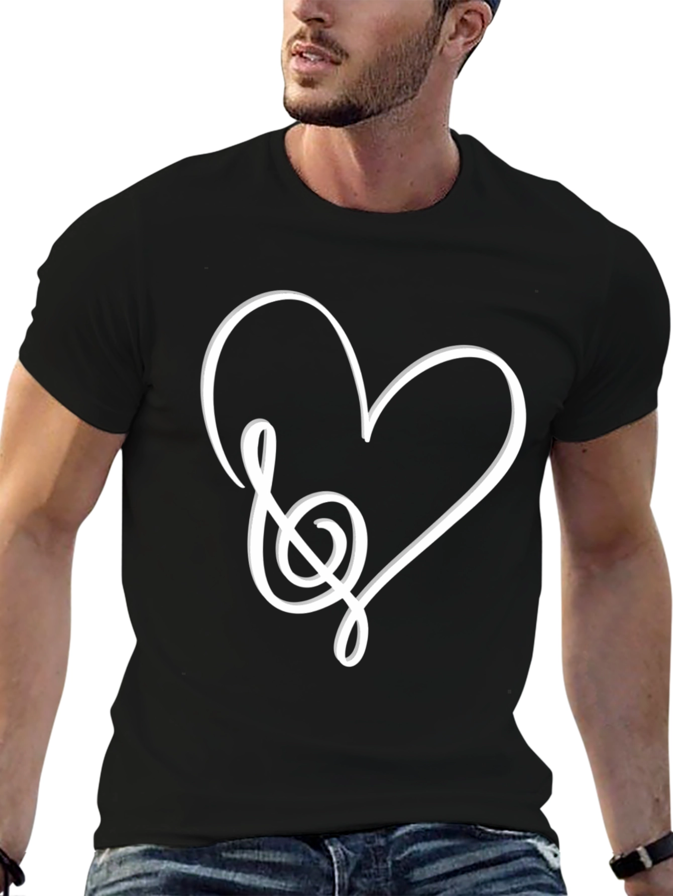 Black Musical Heart Graphic Tee - Black view 6