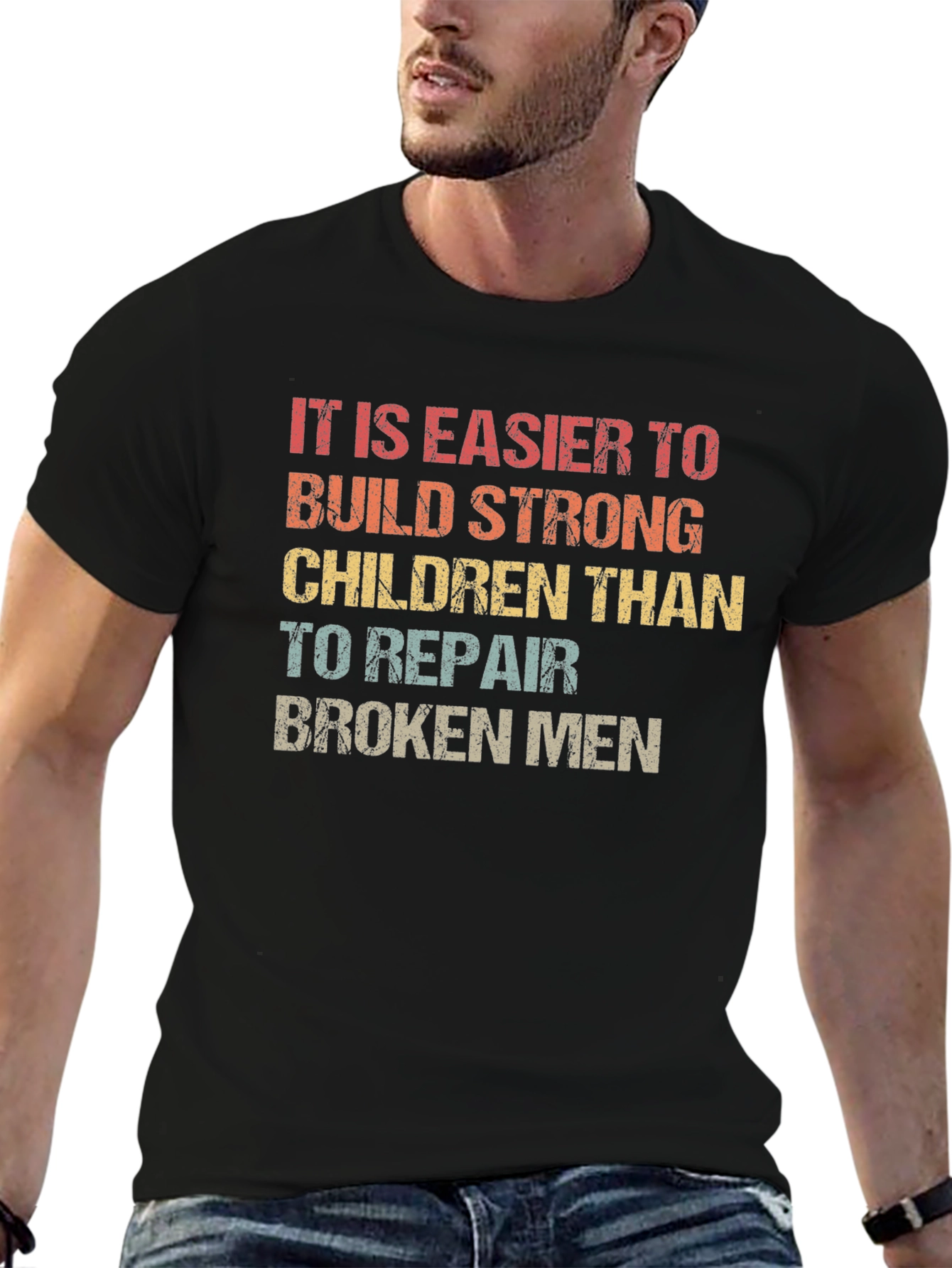 Black Build Strong Children Graphic Tee view 6