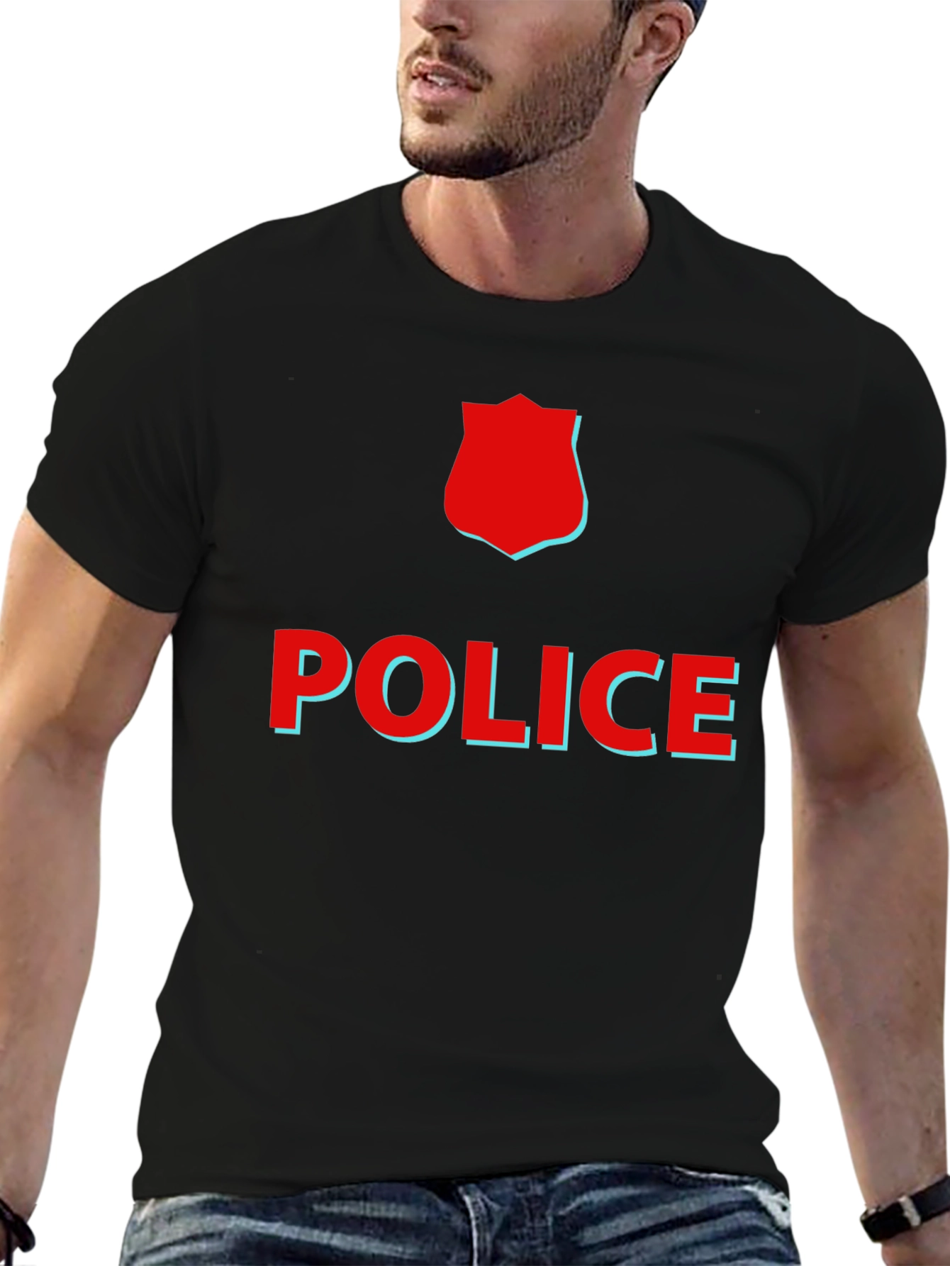 Black Novelty Police Graphic Tee view 6