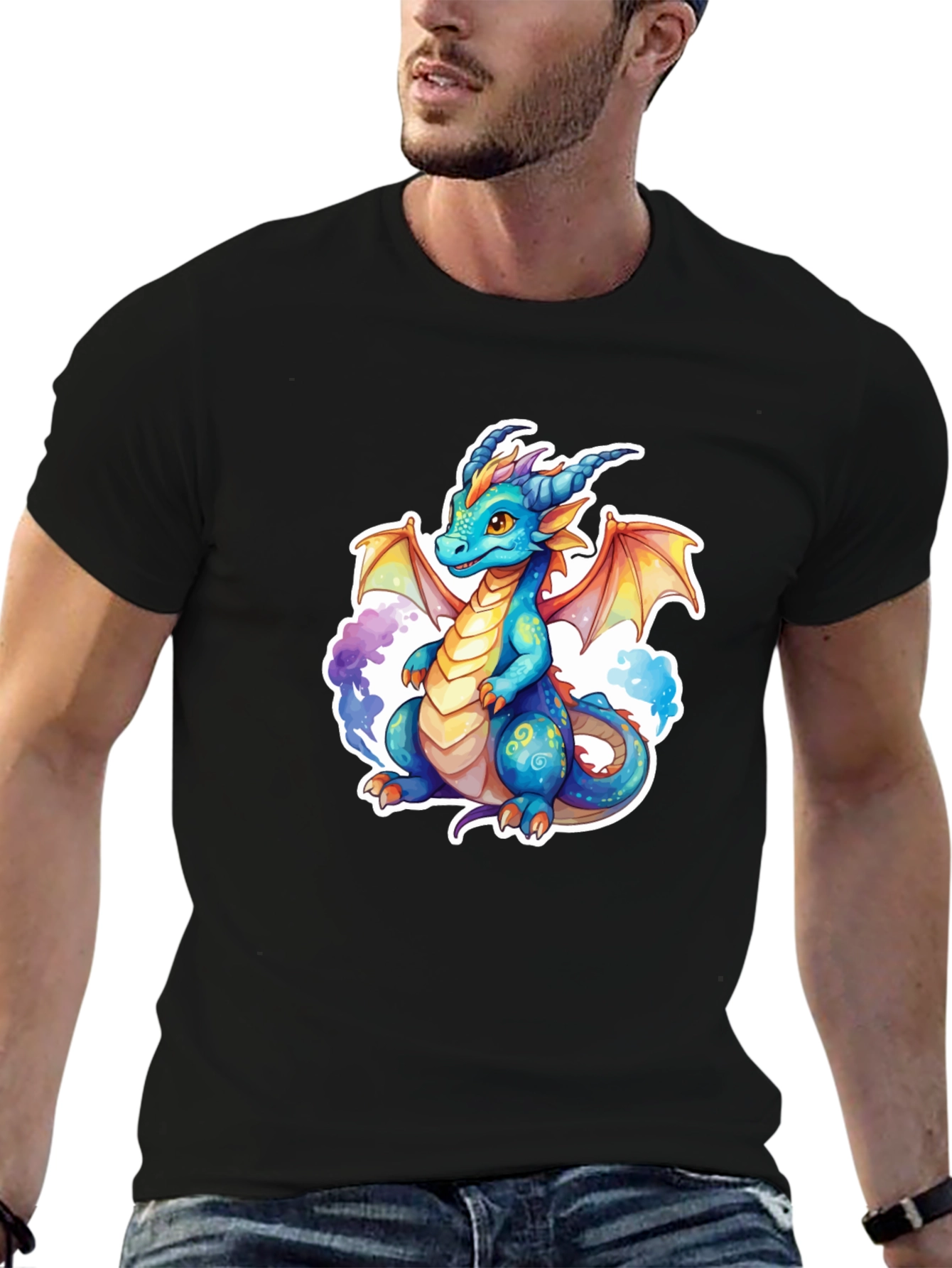 Black Dragon Graphic Tee - Fantasy Art Shirt view 6