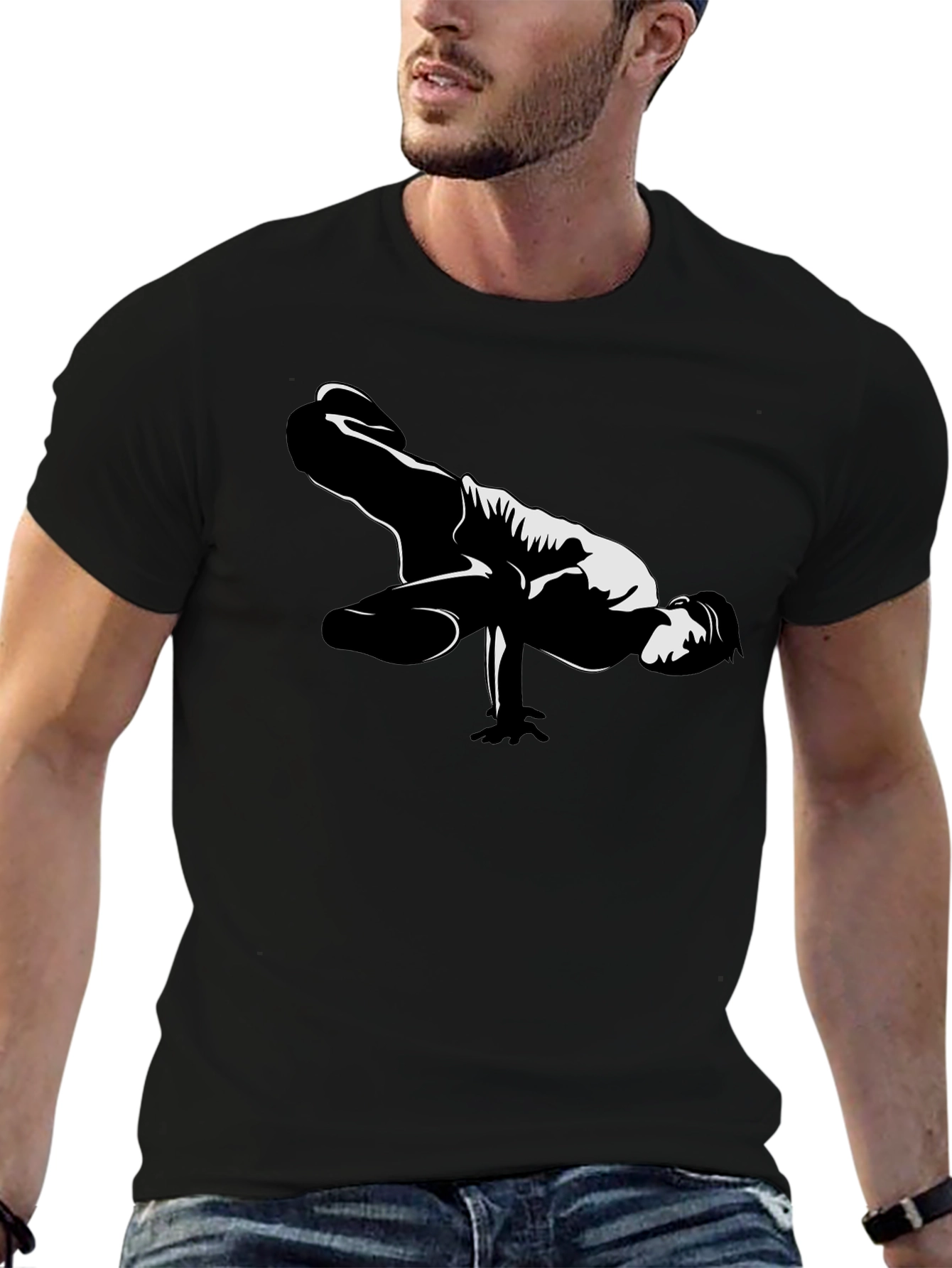 Black Cool Breakdance Pose Graphic T-Shirt - Black view 6