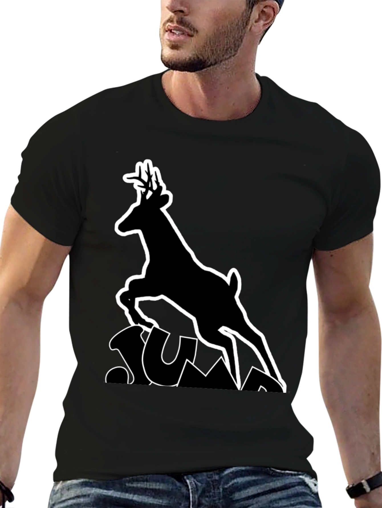 Black Deer Silhouette Graphic Tee - Black view 6