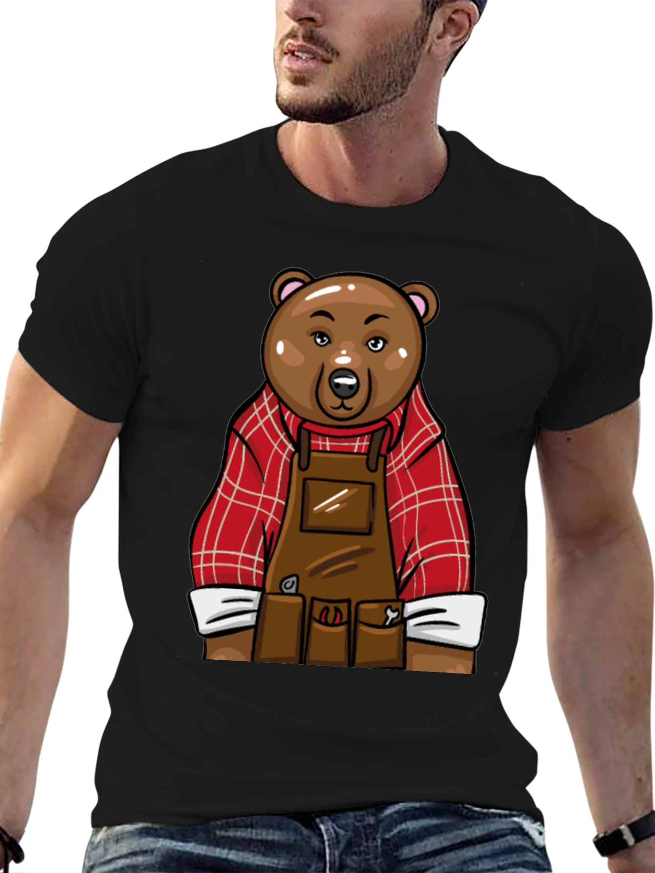 Black Lumberjack Bear Graphic T-Shirt - Black view 6