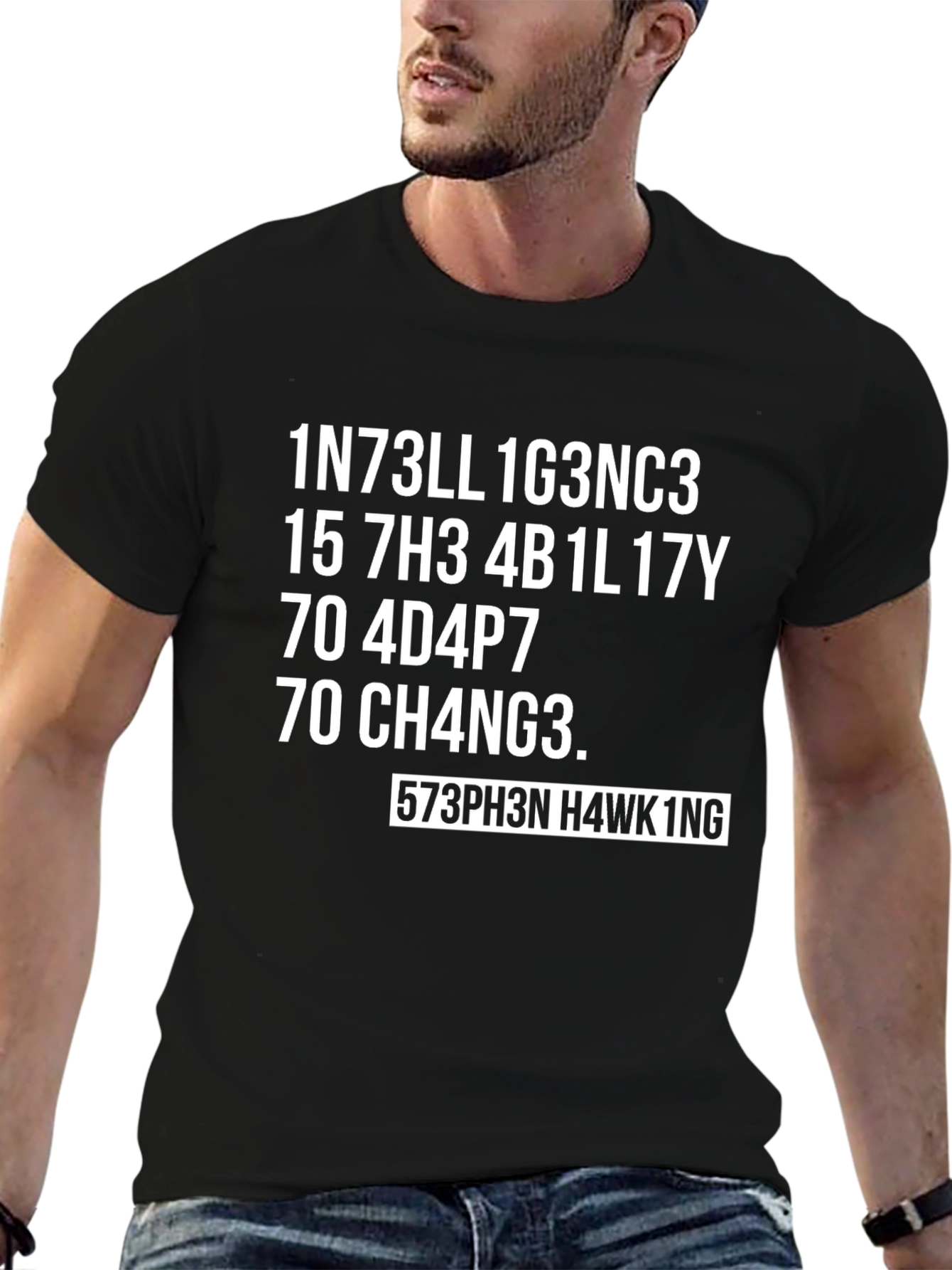 Black Intelligent Stephen Hawking T-Shirt view 6