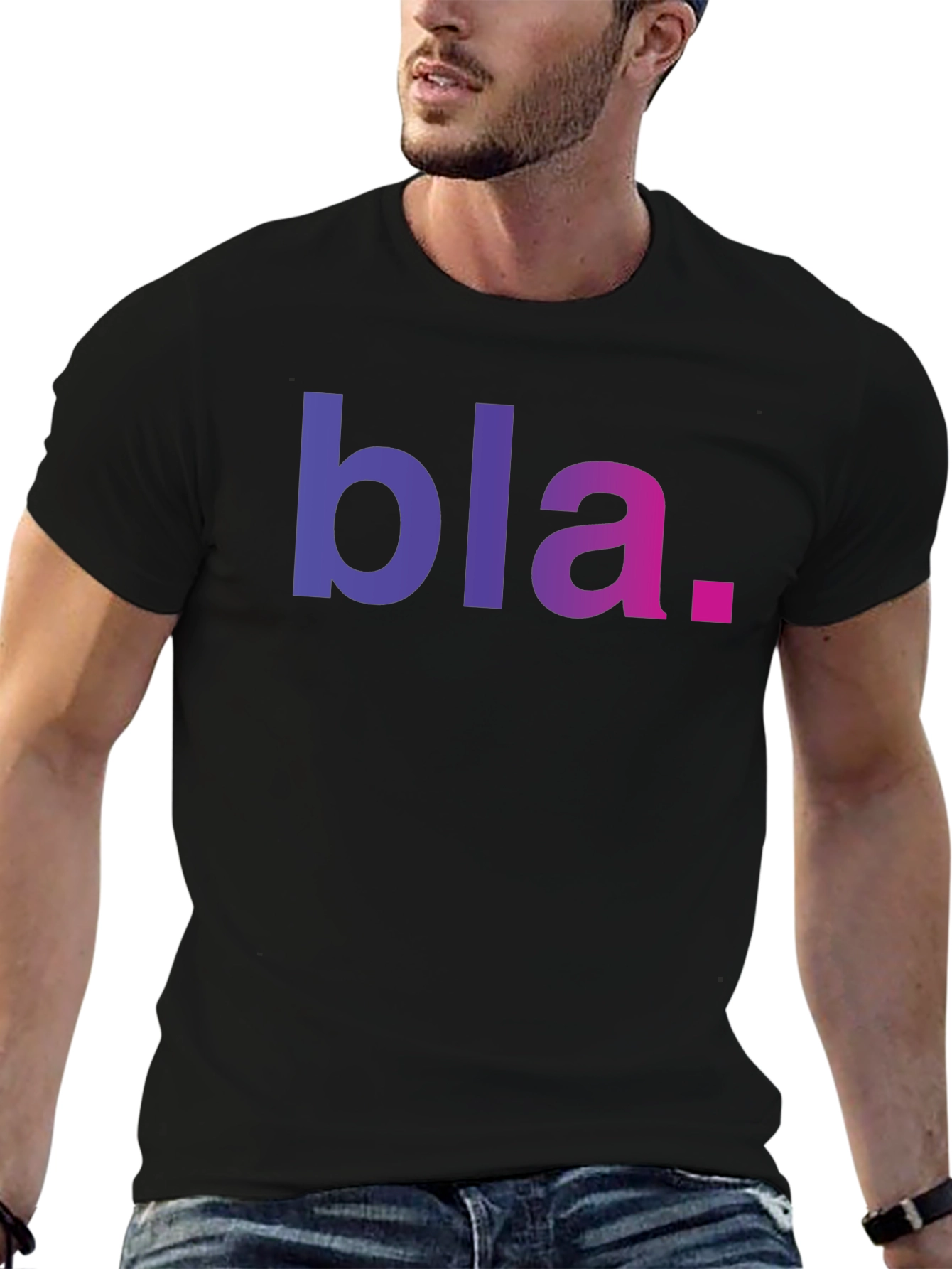 Black Bla Graphic Tee - Black Casual T-Shirt view 6