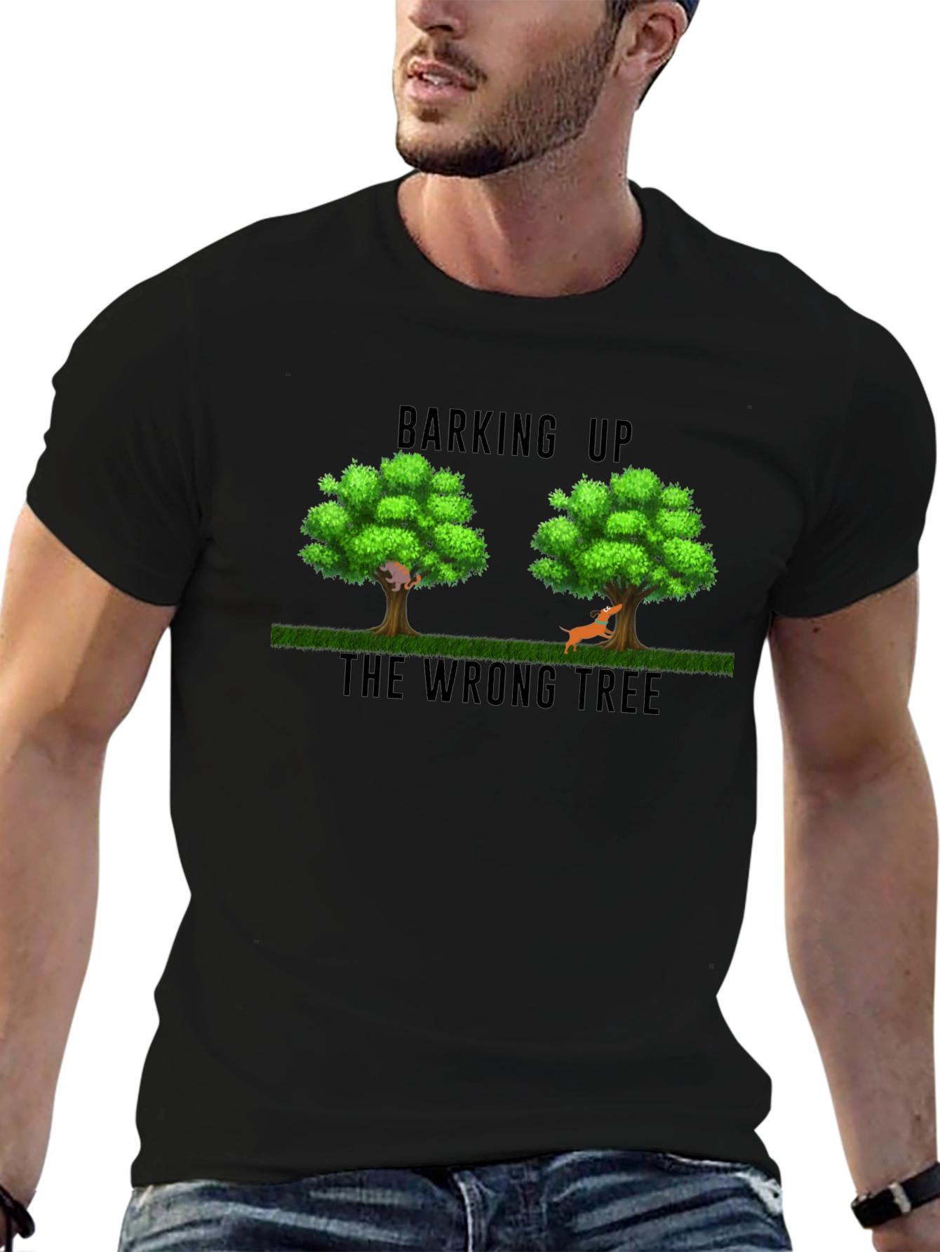 Black Barking Up the Wrong Tree Graphic T-Shirt view 6