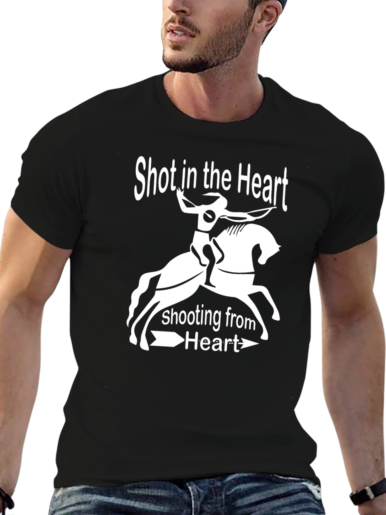 Black Shot in the Heart T-Shirt - Archer Horseback Tee view 6