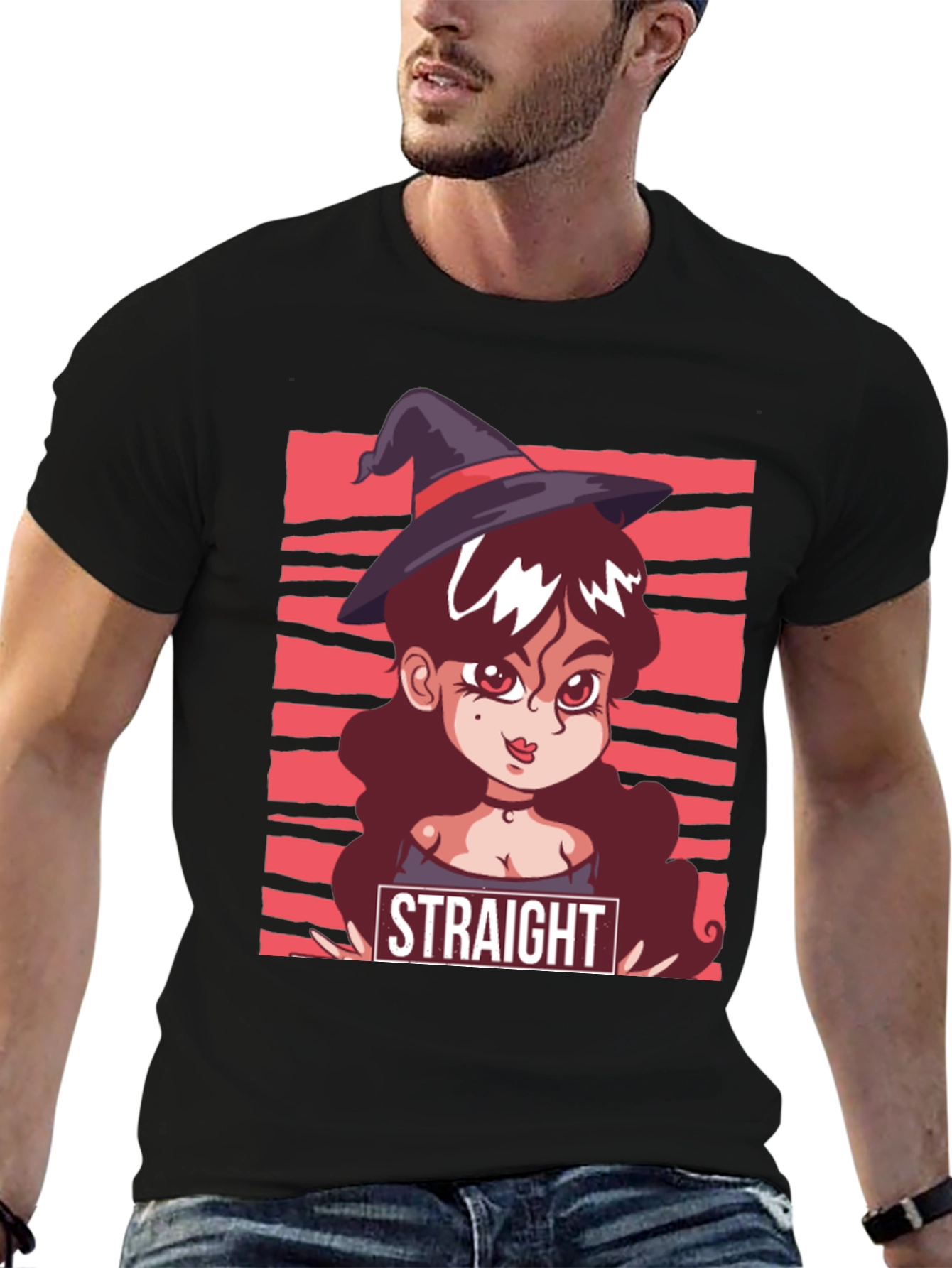 Black Straight Witch T-Shirt - Graphic Tee view 6