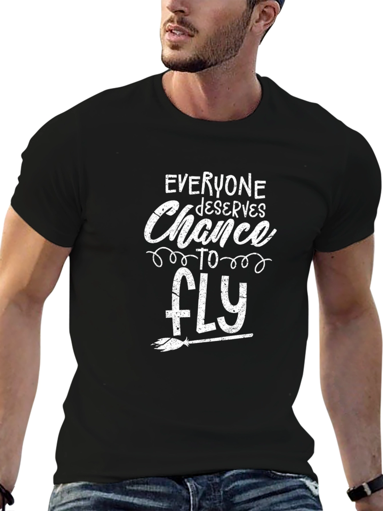 Black Everyone Deserves Chance to Fly Graphic Tee view 6