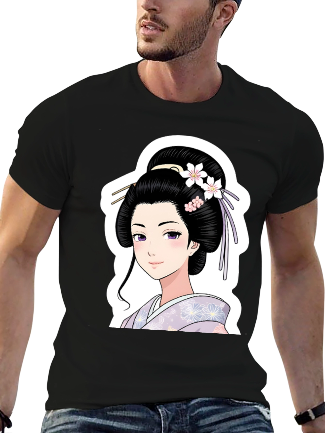 Black Geisha Graphic Black T-Shirt view 6