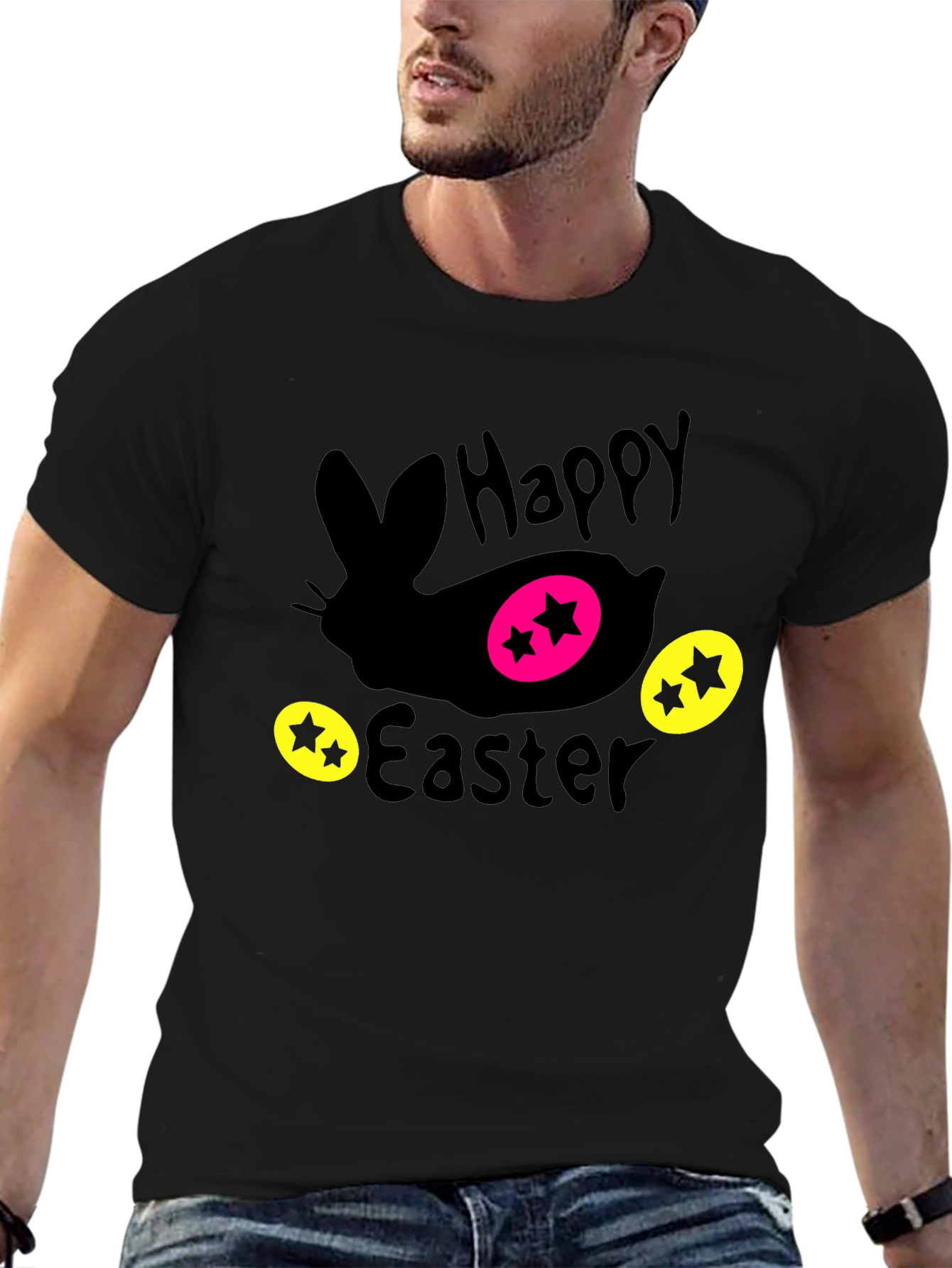 Black Happy Easter Bunny T-Shirt view 6