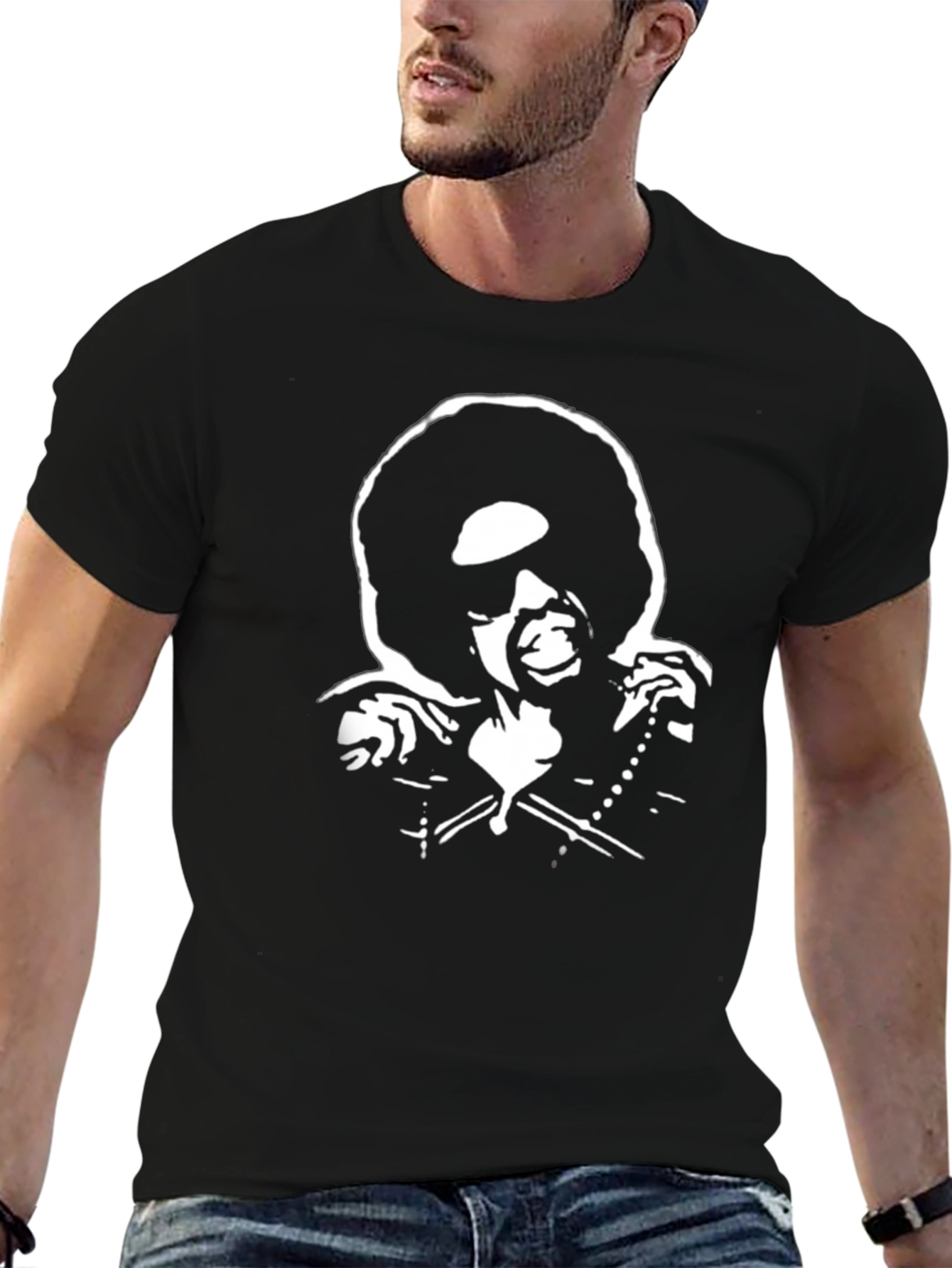 Black Retro Afro Silhouette Graphic T-Shirt view 6