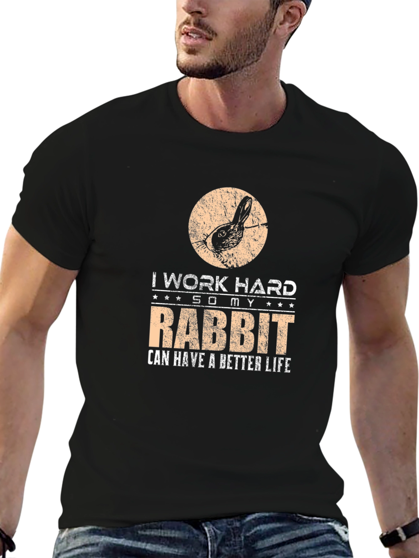 Black Rabbit Lover T-Shirt - I Work Hard So My Rabbit Can Have A Better Life view 6
