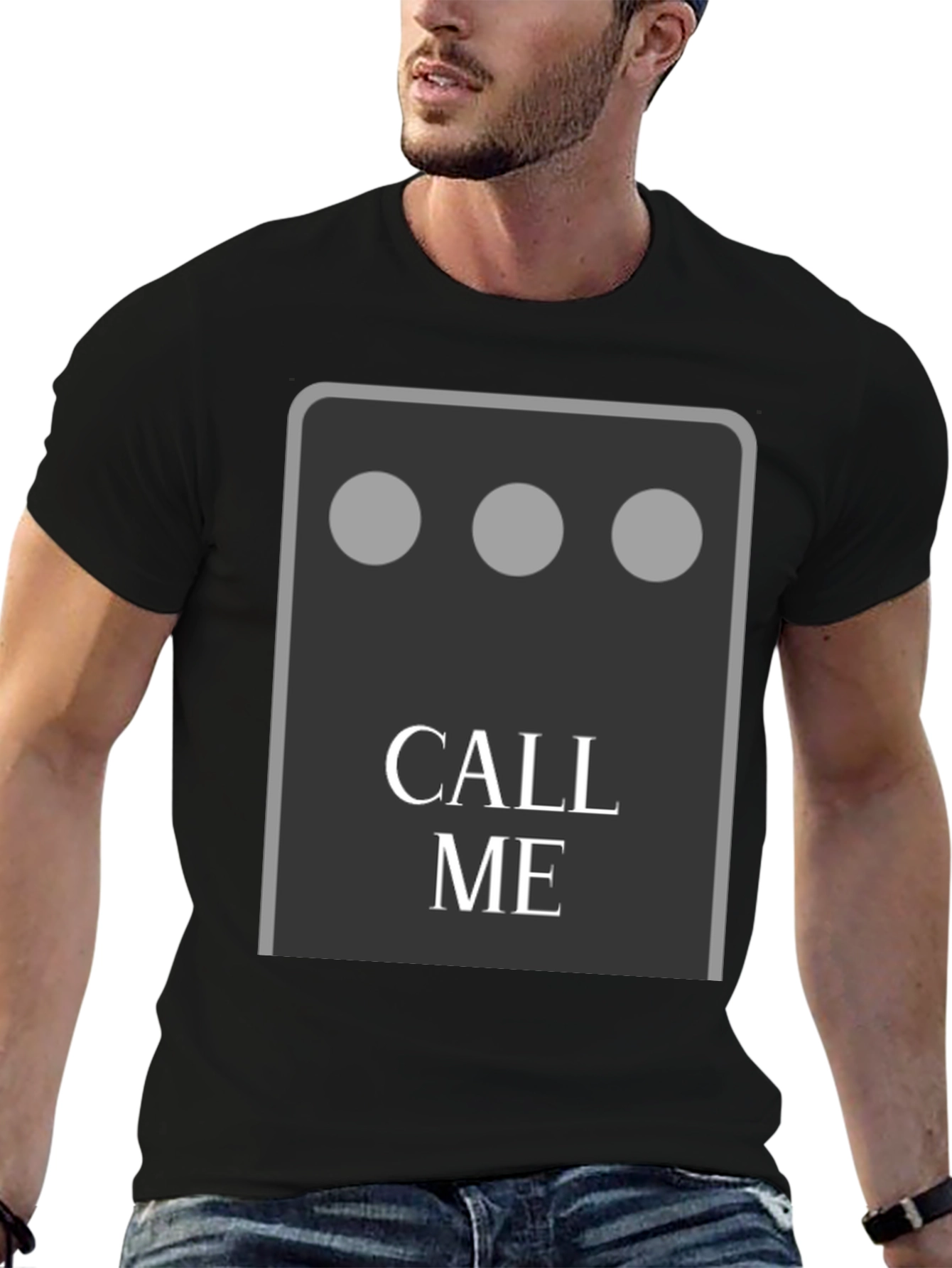 Black Call Me Graphic Tee - Fun & Unique Design view 6