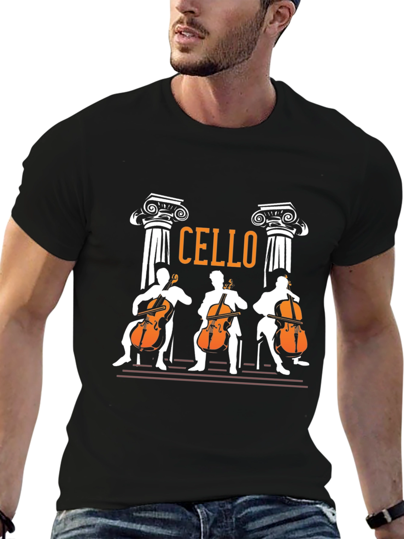 Black Cello Players Graphic T-Shirt - Musician Tee view 6