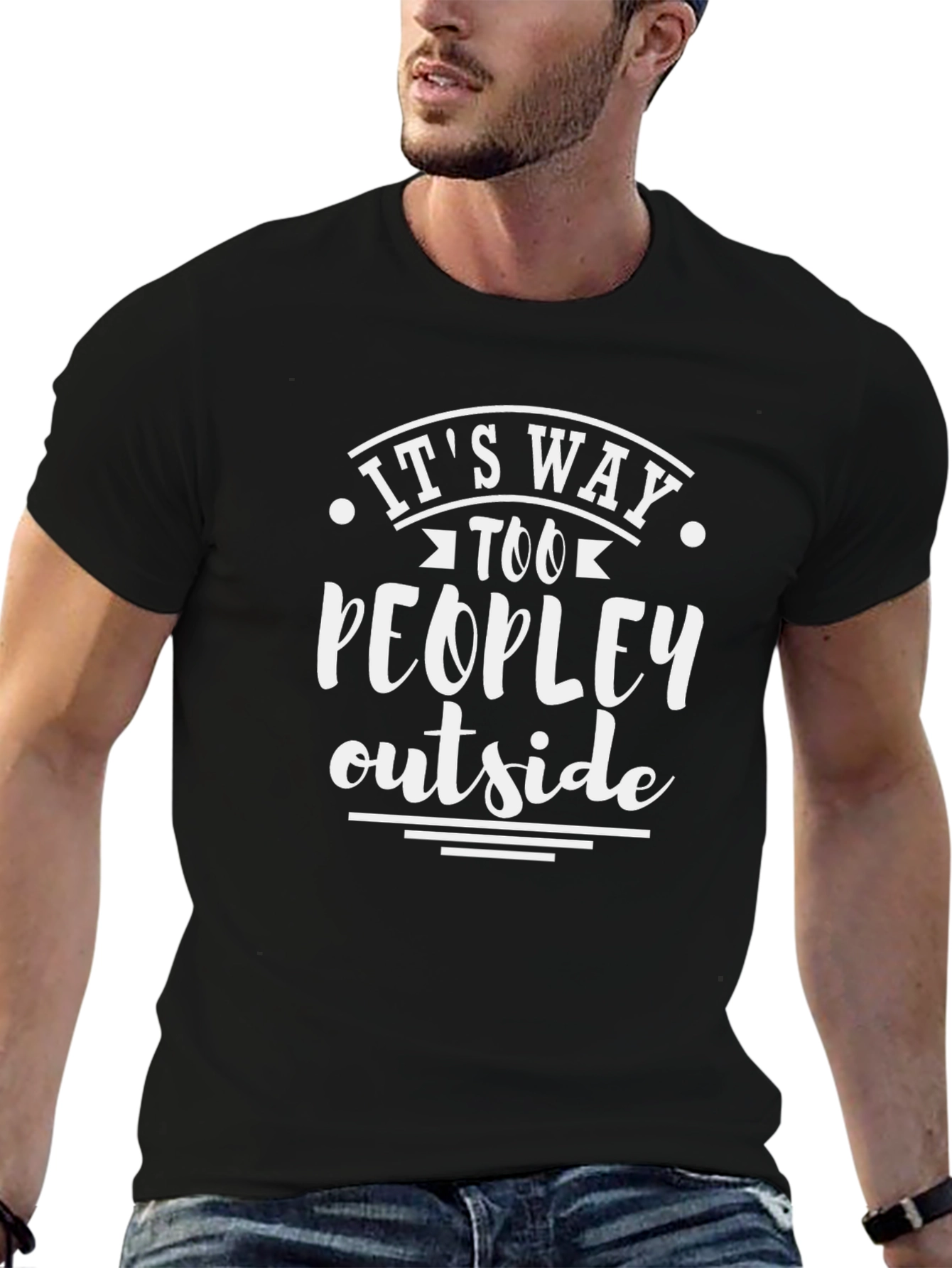 Black It's Way Too Peopley Outside Graphic Tee view 6