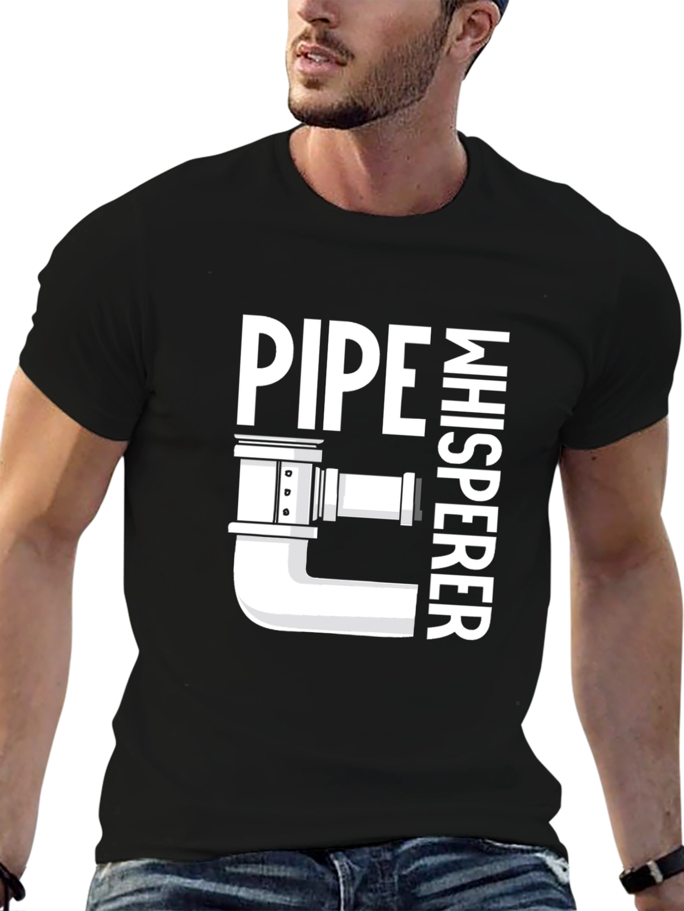 Black Pipe Whisperer T-Shirt - Plumbing Humor Tee view 6