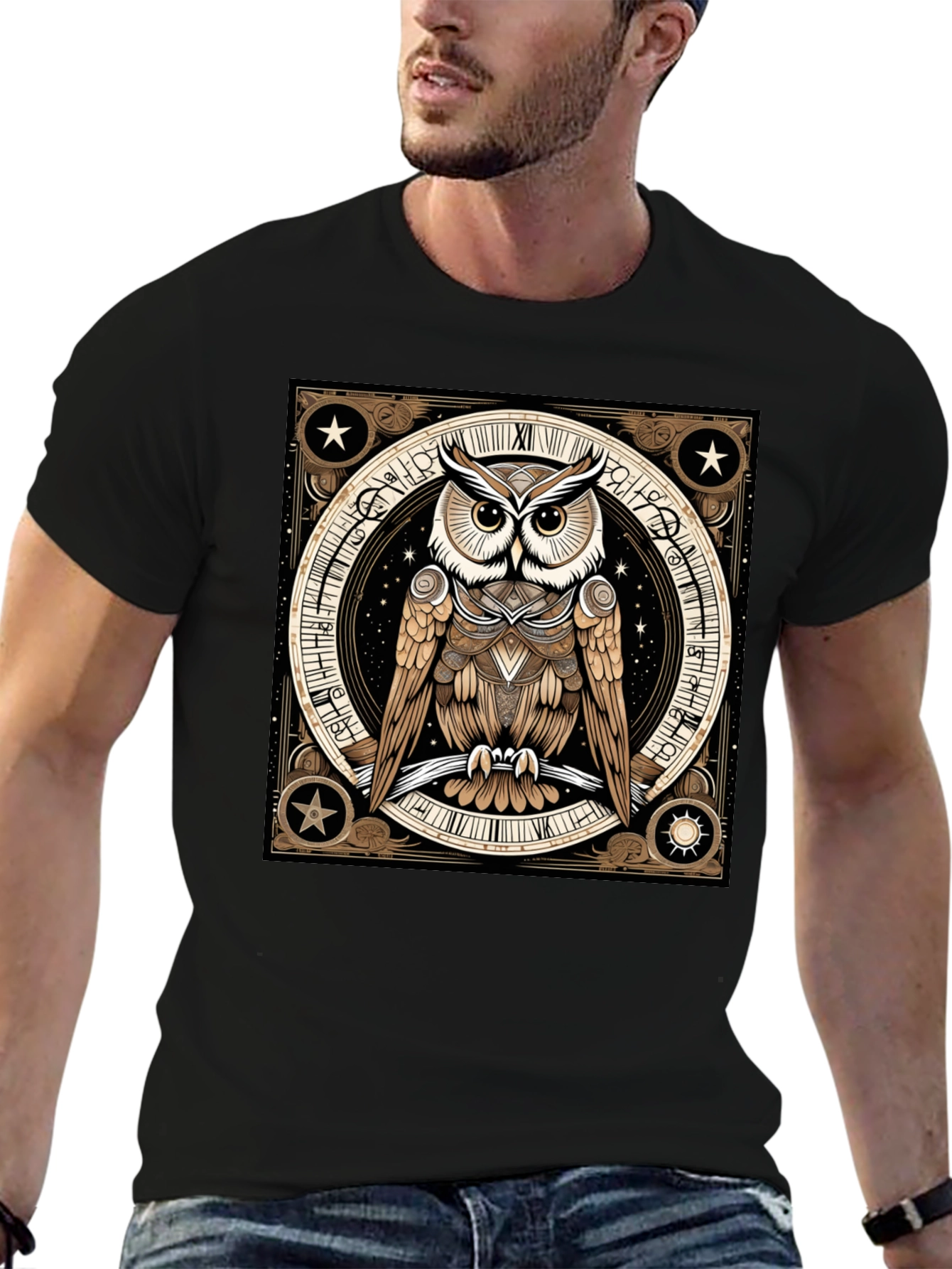 Black Mystic Owl Graphic Tee - Black view 6