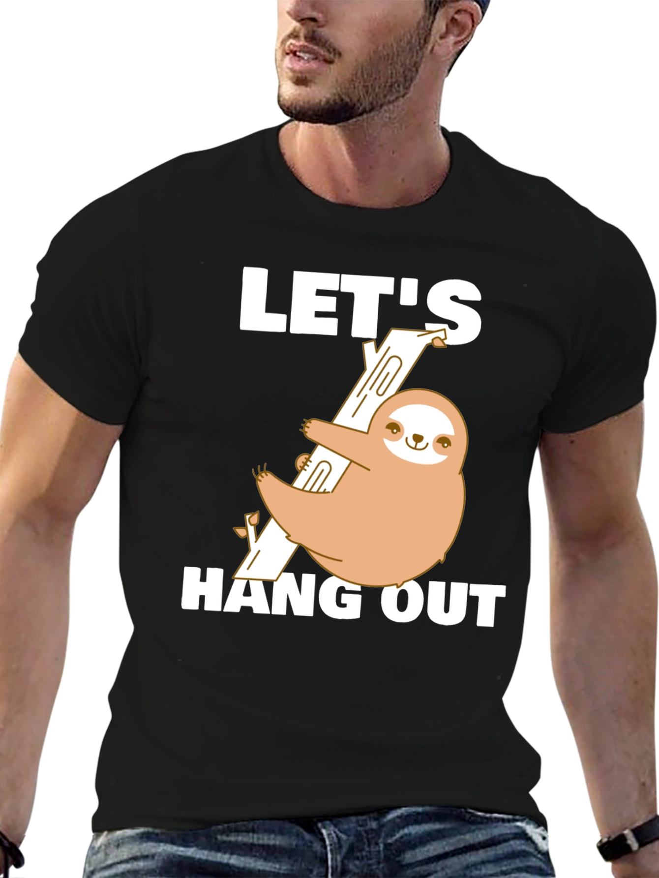 Black Sloth Hang Out T-Shirt Funny Tee view 6