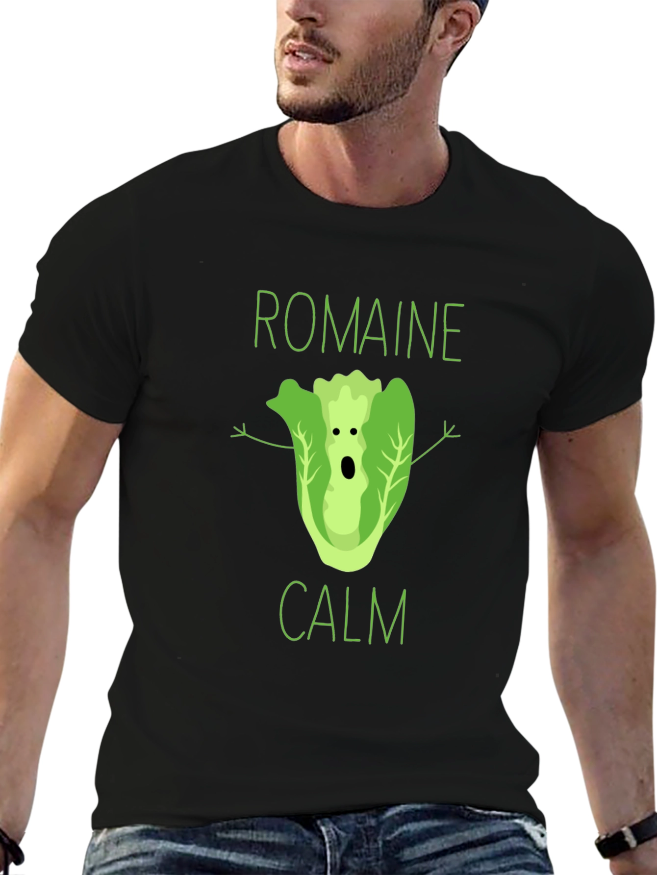 Black Romaine Calm Graphic T-Shirt - Unisex Novelty Tee view 6