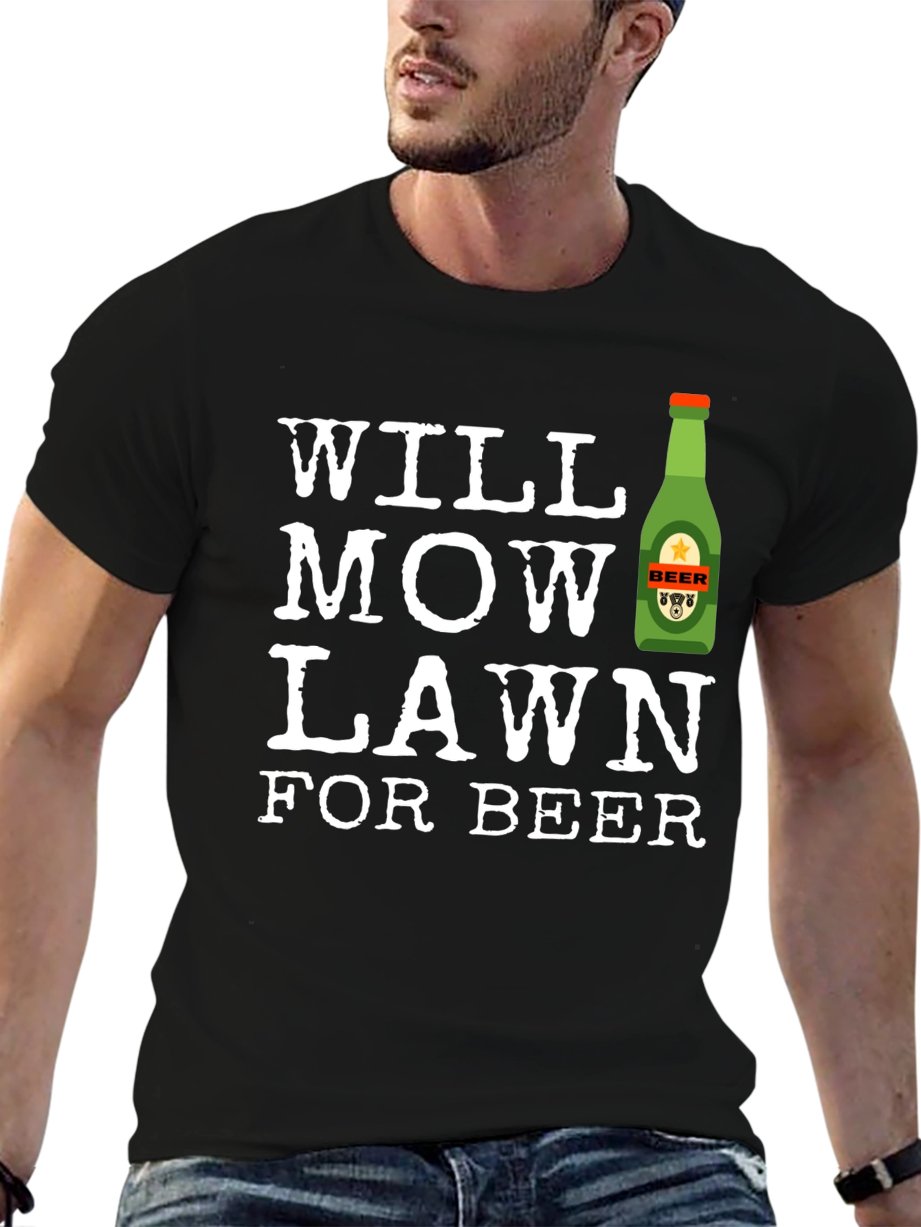 Black Will Mow Lawn for Beer T-Shirt view 6