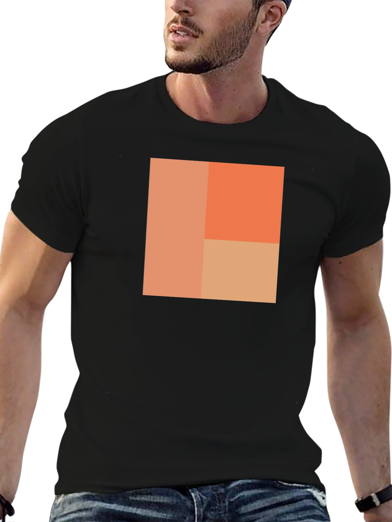 Black Abstract Block Design Black T-Shirt view 6