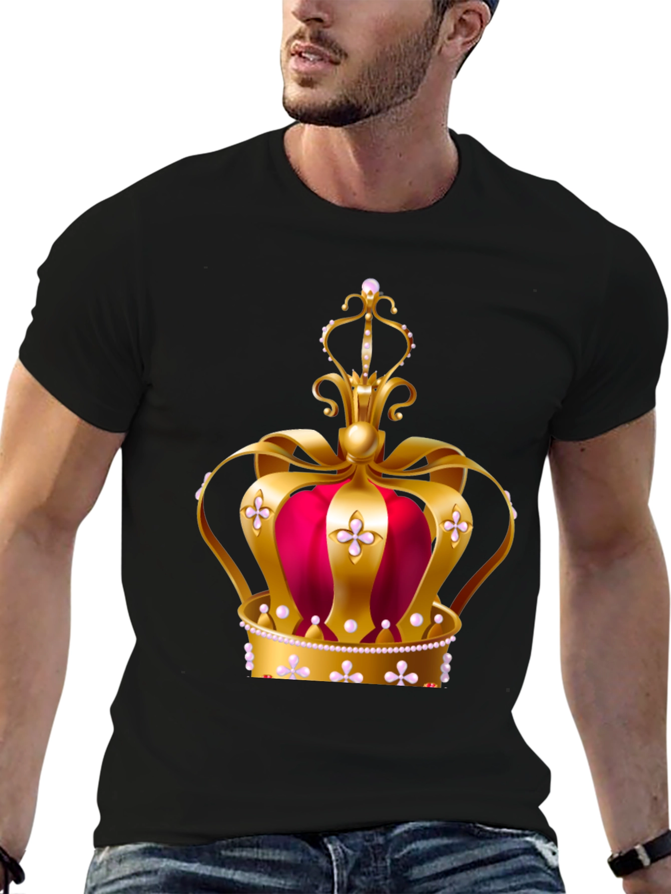 Black Regal Crown Graphic Tee - King or Queen T-Shirt view 6