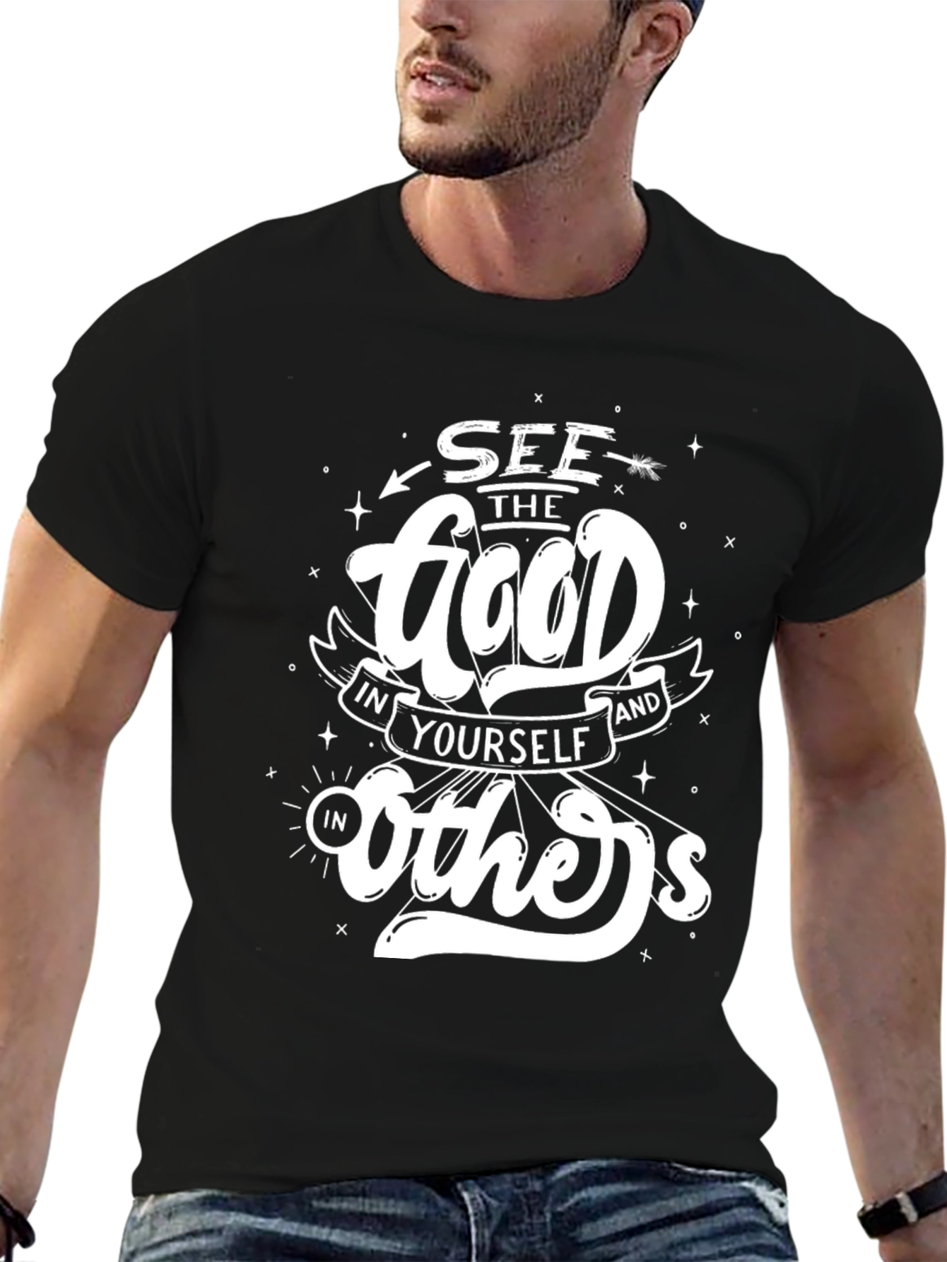 Black Inspirational Graphic Tee - See The Good view 6