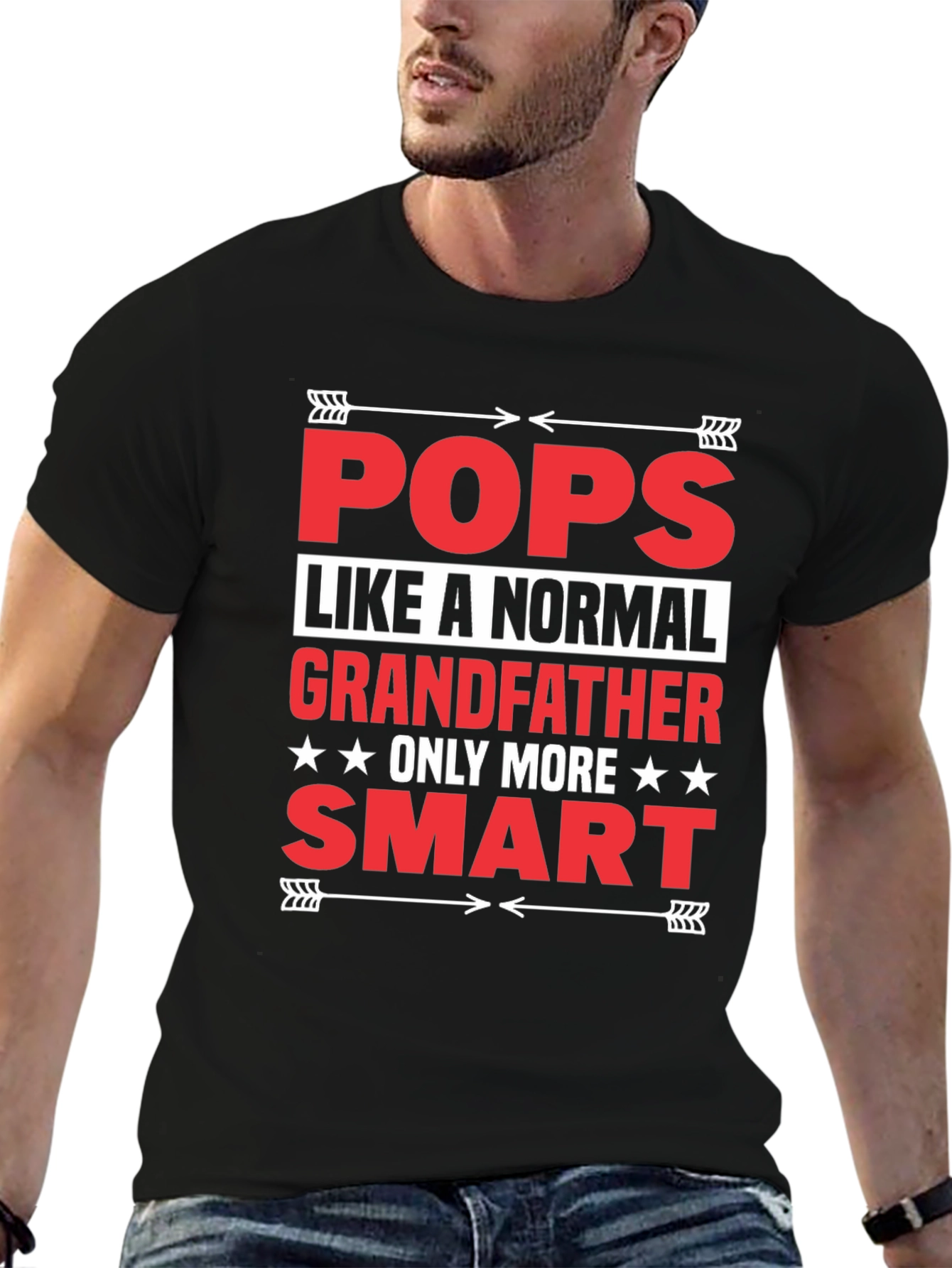 Black Funny Pops Grandfather T-Shirt view 6