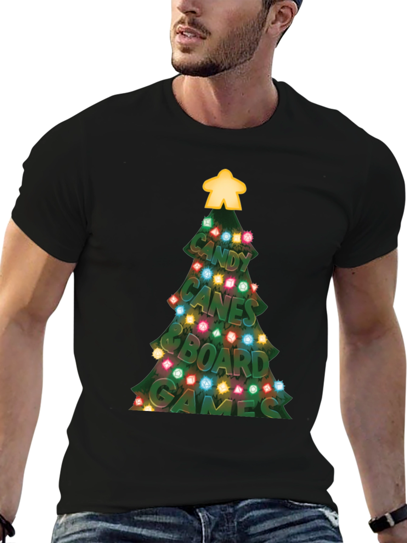 Black Festive Board Game Christmas T-Shirt view 6