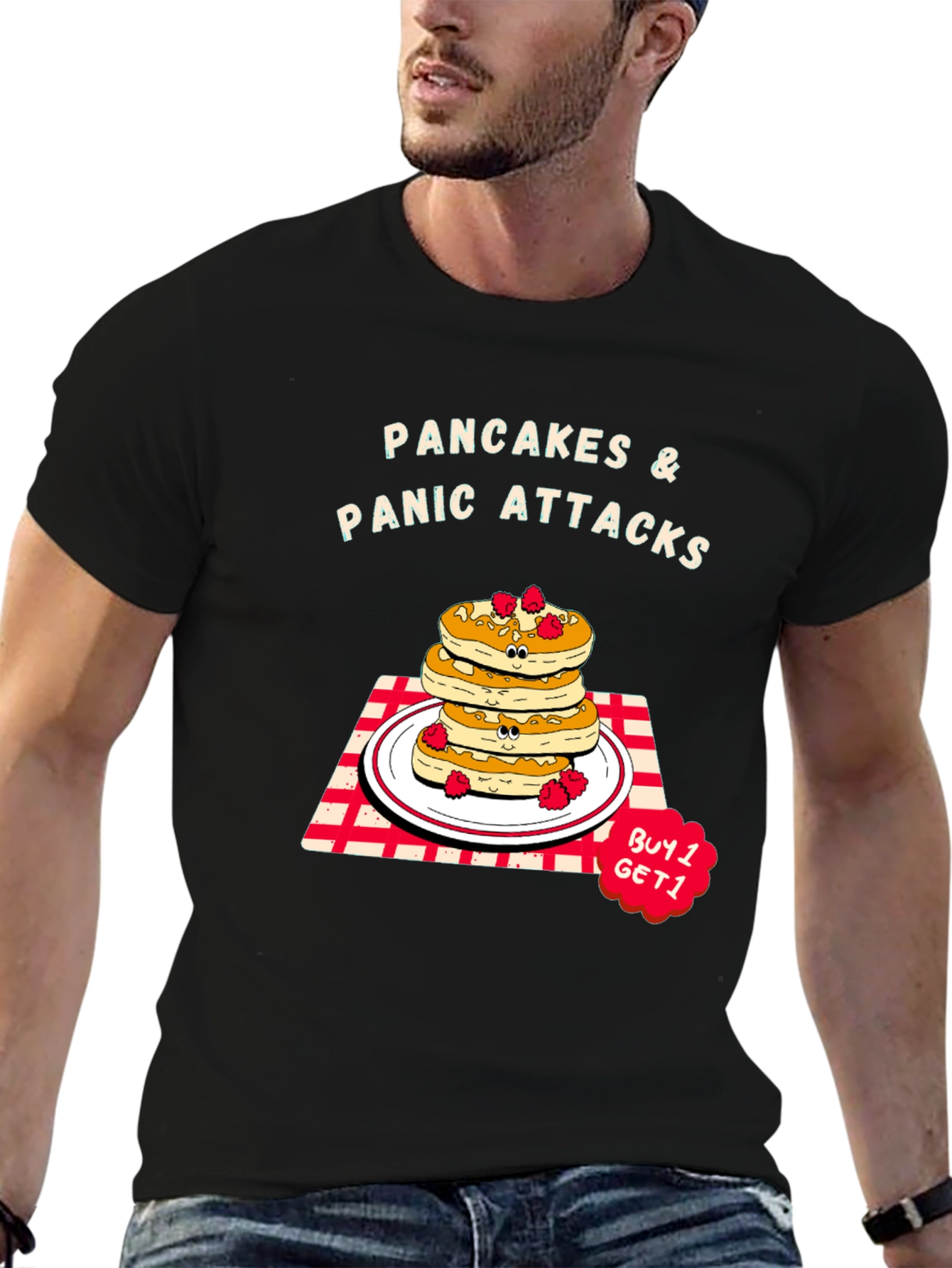 Black Pancakes & Panic Attacks Graphic Tee view 6