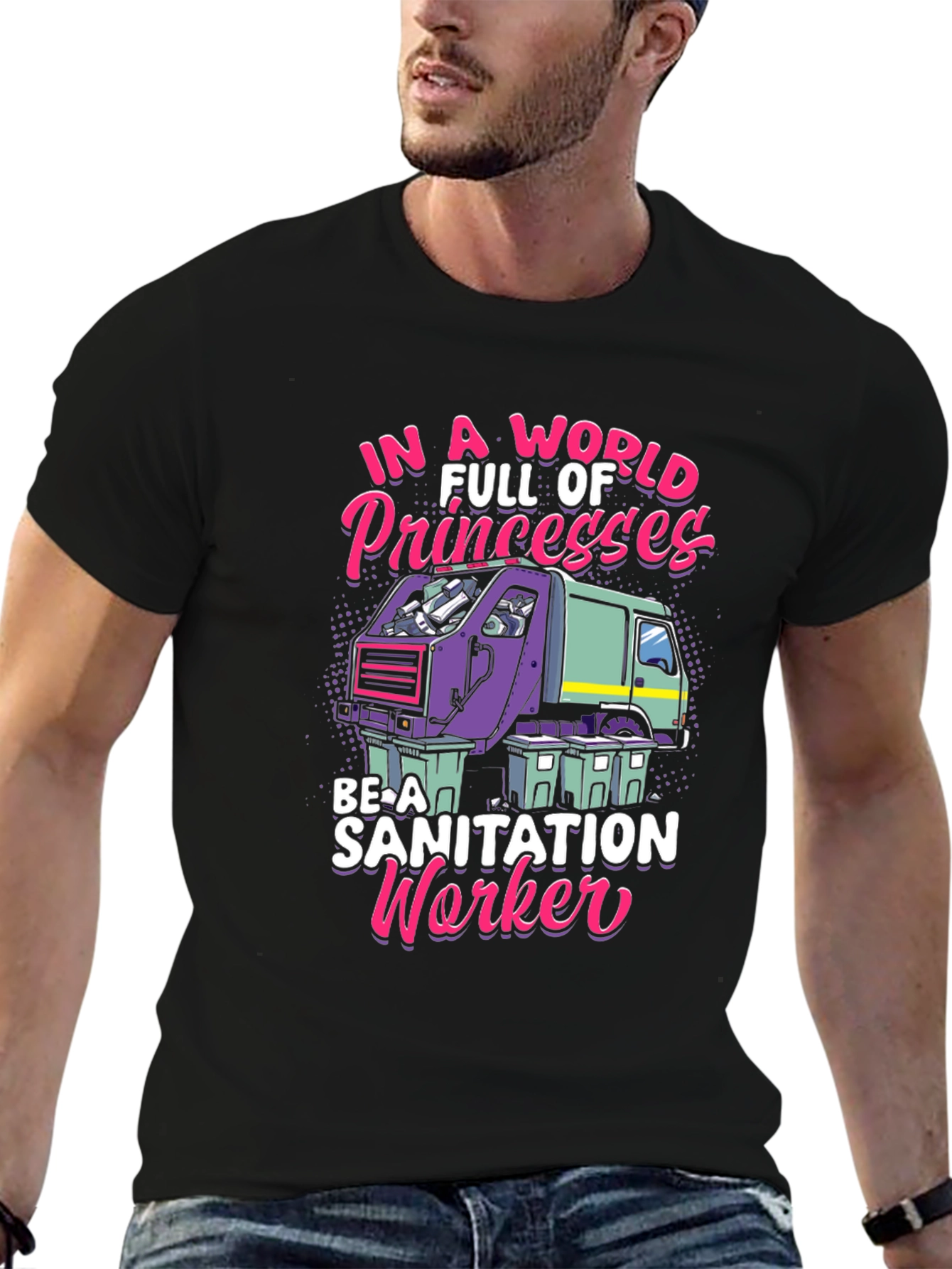 Black Sanitation Worker Graphic Tee - Funny & Unique view 6