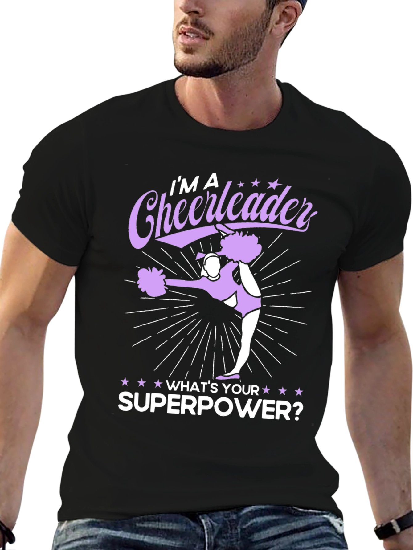 Black Cheerleader Superpower Black Graphic Tee view 6