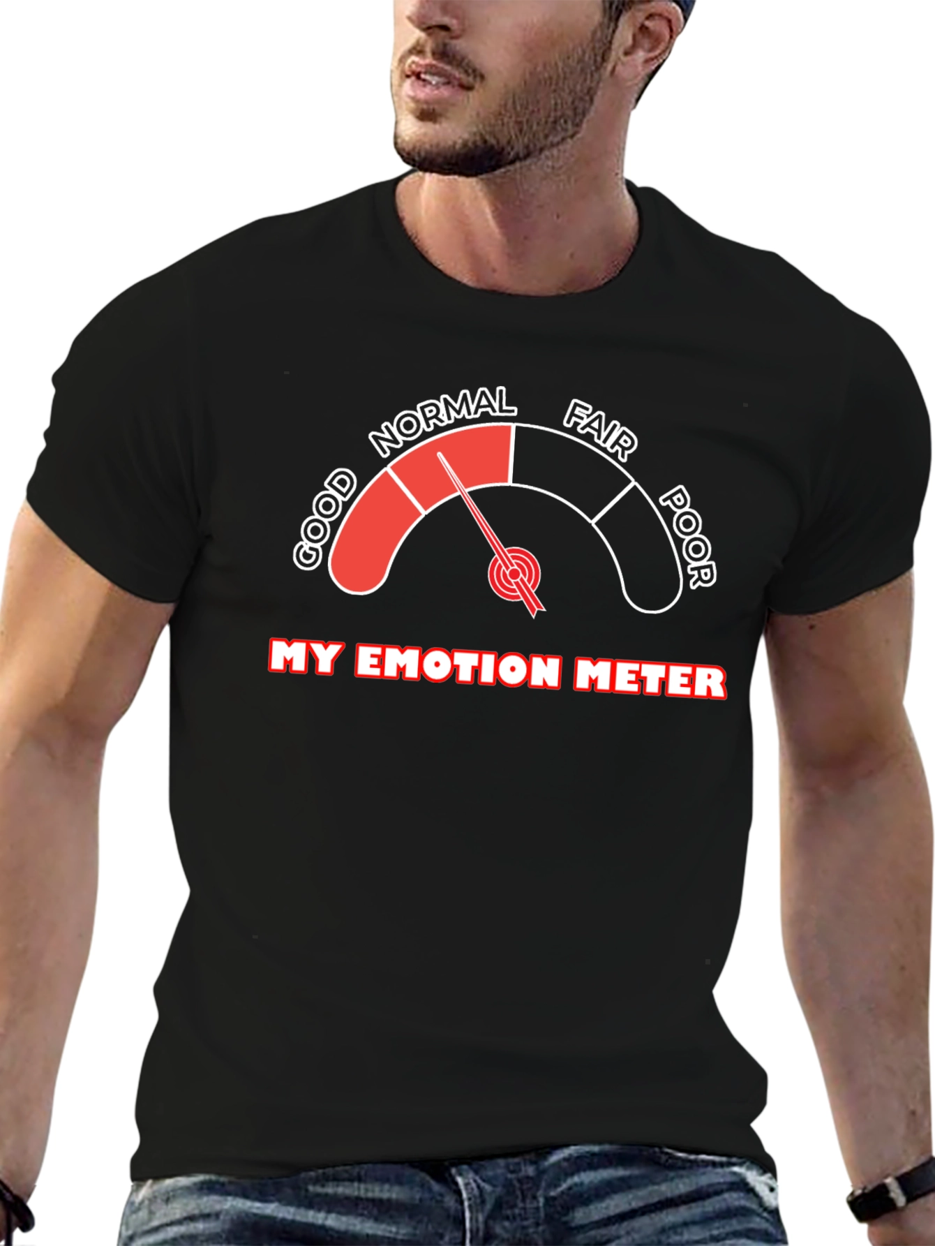 Black Emotion Meter Graphic T-Shirt: Good Mood Indicator view 6