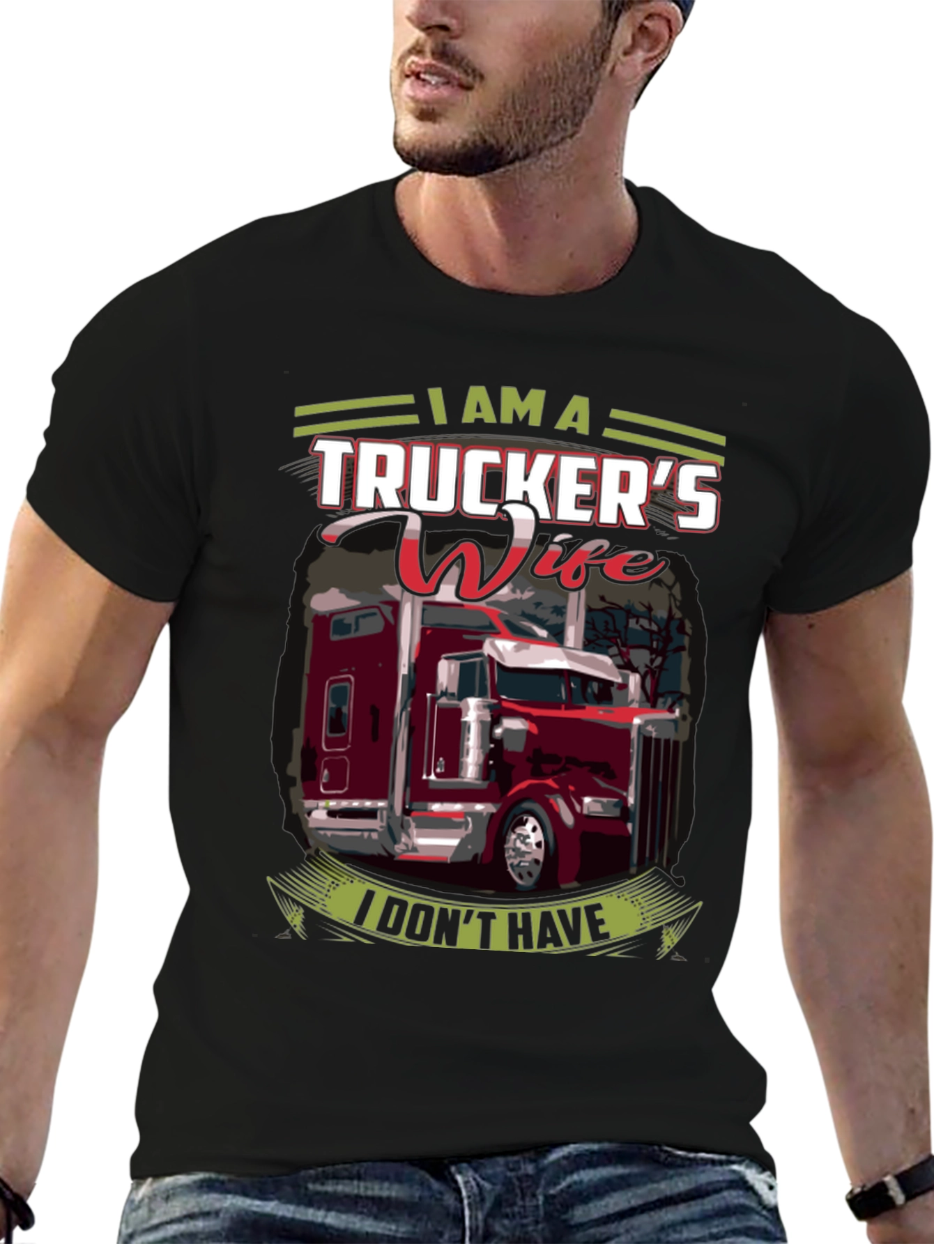 Black Trucker's Wife Graphic T-Shirt view 6