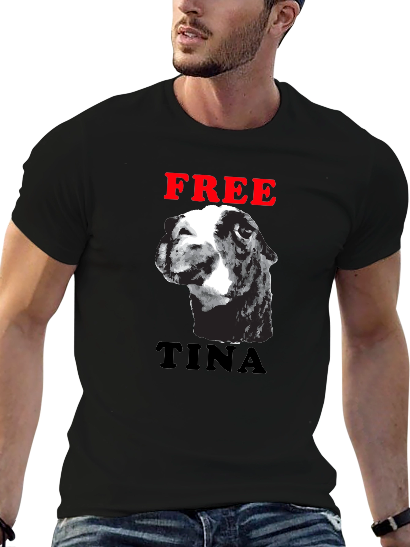 Black Free Tina Llama Graphic Tee - Black Cotton Blend T-Shirt view 6
