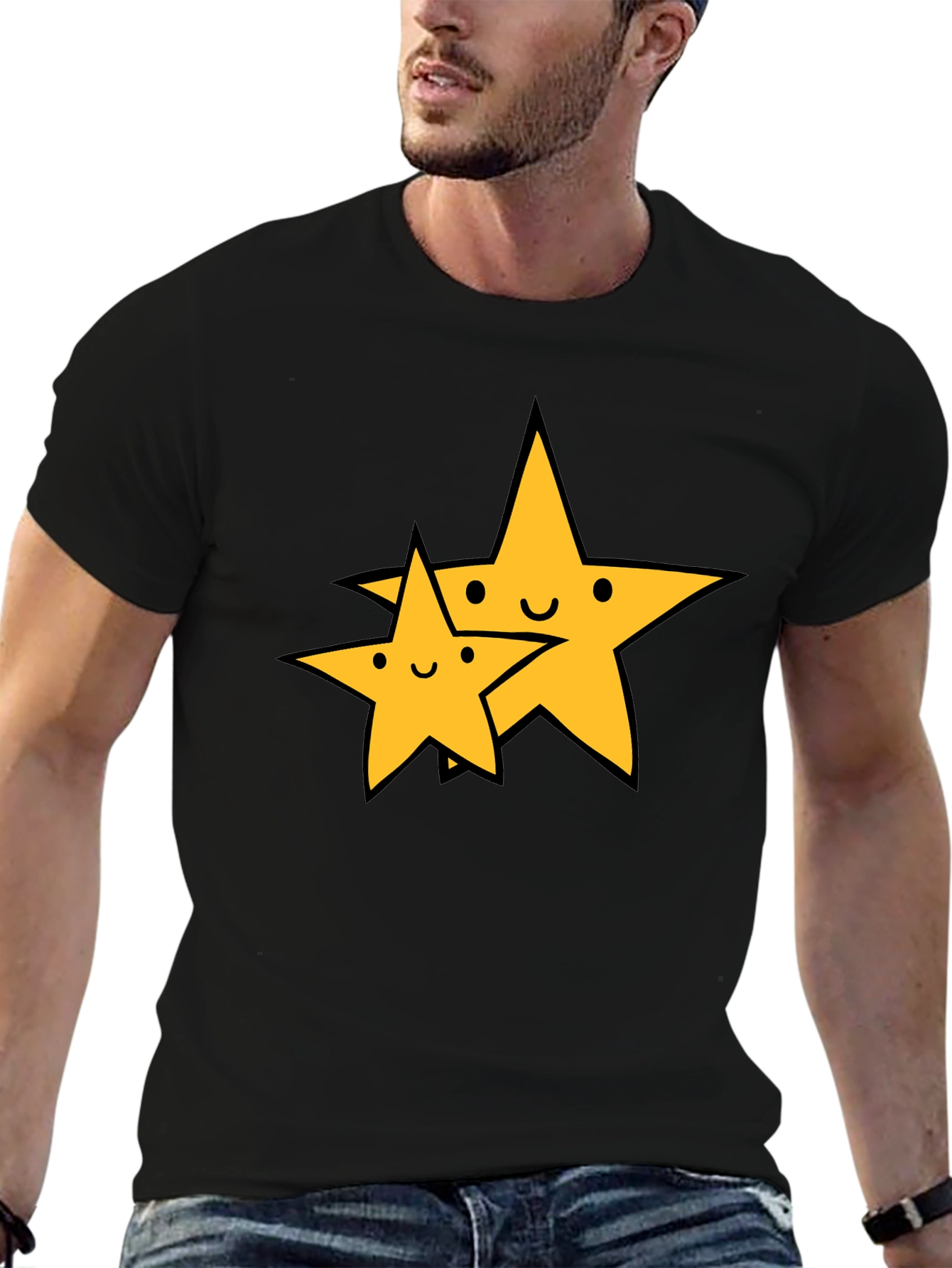 Black Cute Star Duo Black T-Shirt view 6