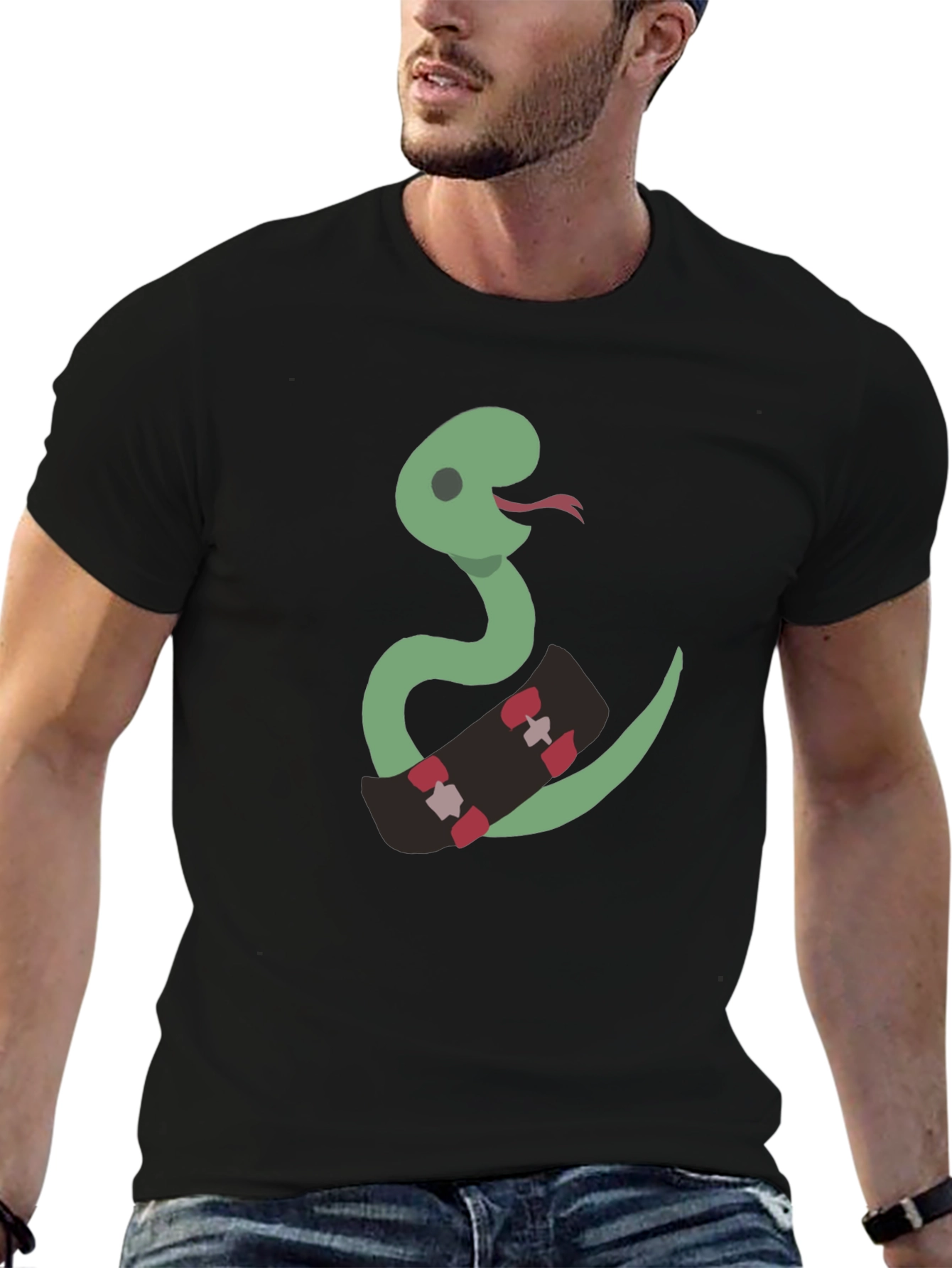 Black Snake on Skateboard Graphic Tee view 6