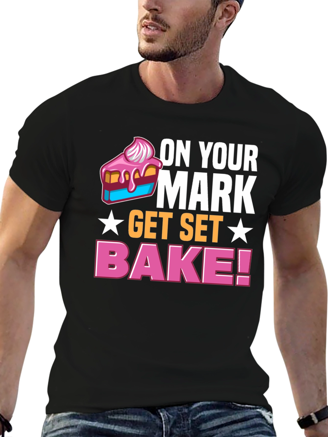 Black On Your Mark Get Set Bake! T-Shirt view 6