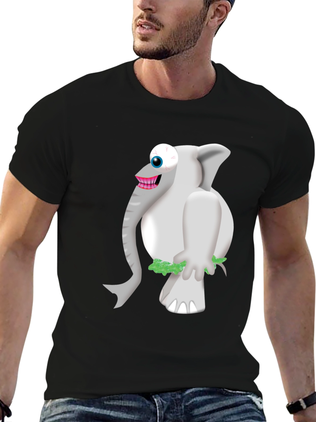 Black Funny Elephant Graphic Tee - Men's Black T-Shirt view 6