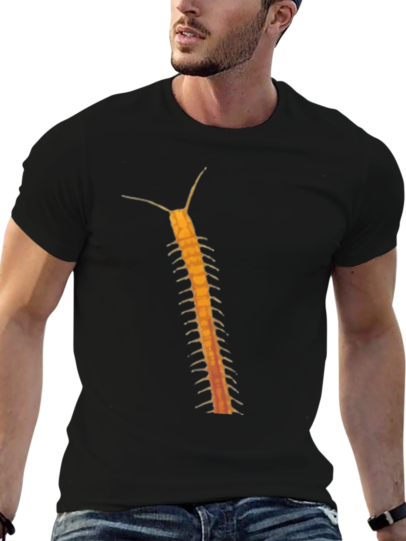 Black Centipede Graphic Tee - Black Cotton T-Shirt view 6