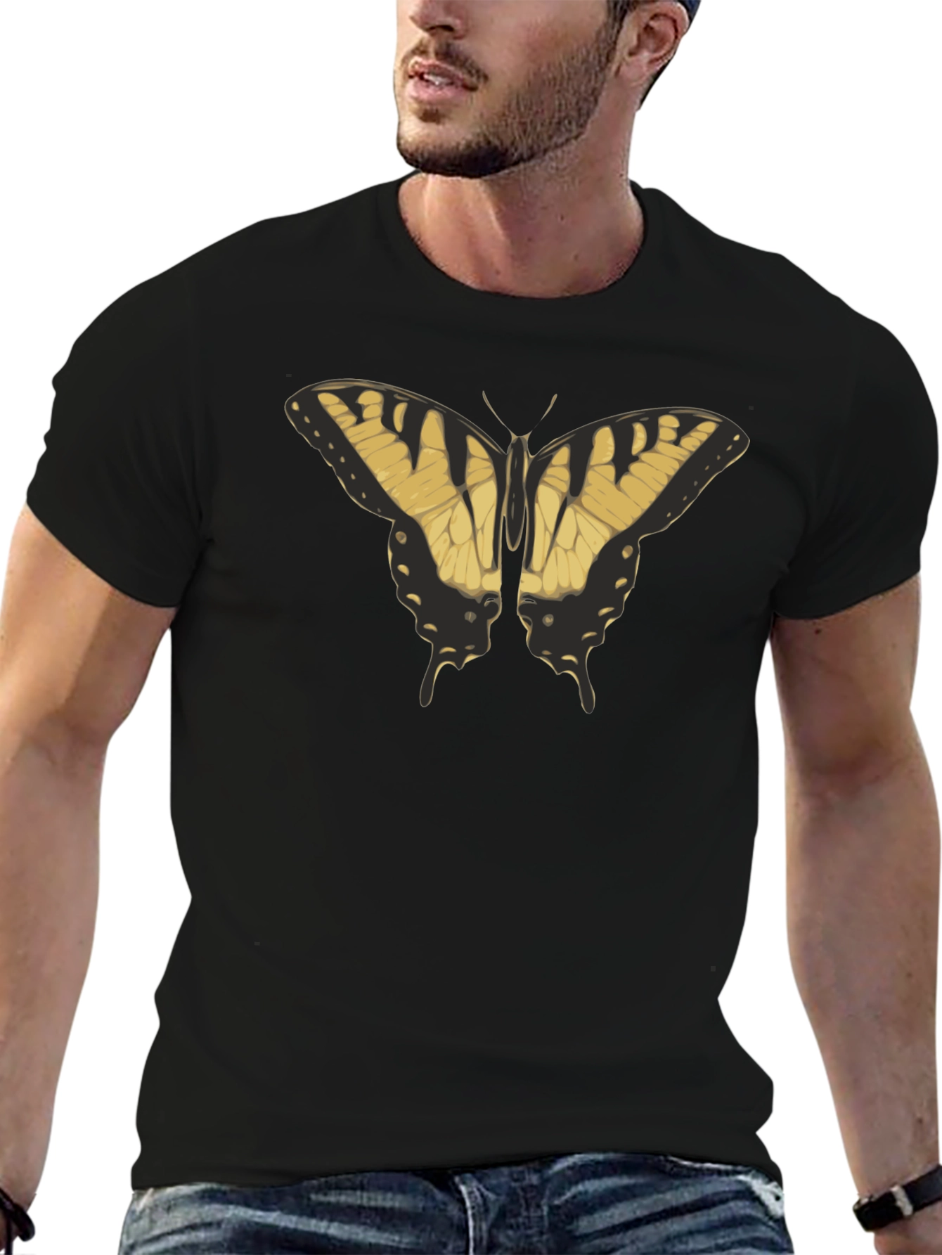 Black Butterfly Graphic Black T-Shirt view 6