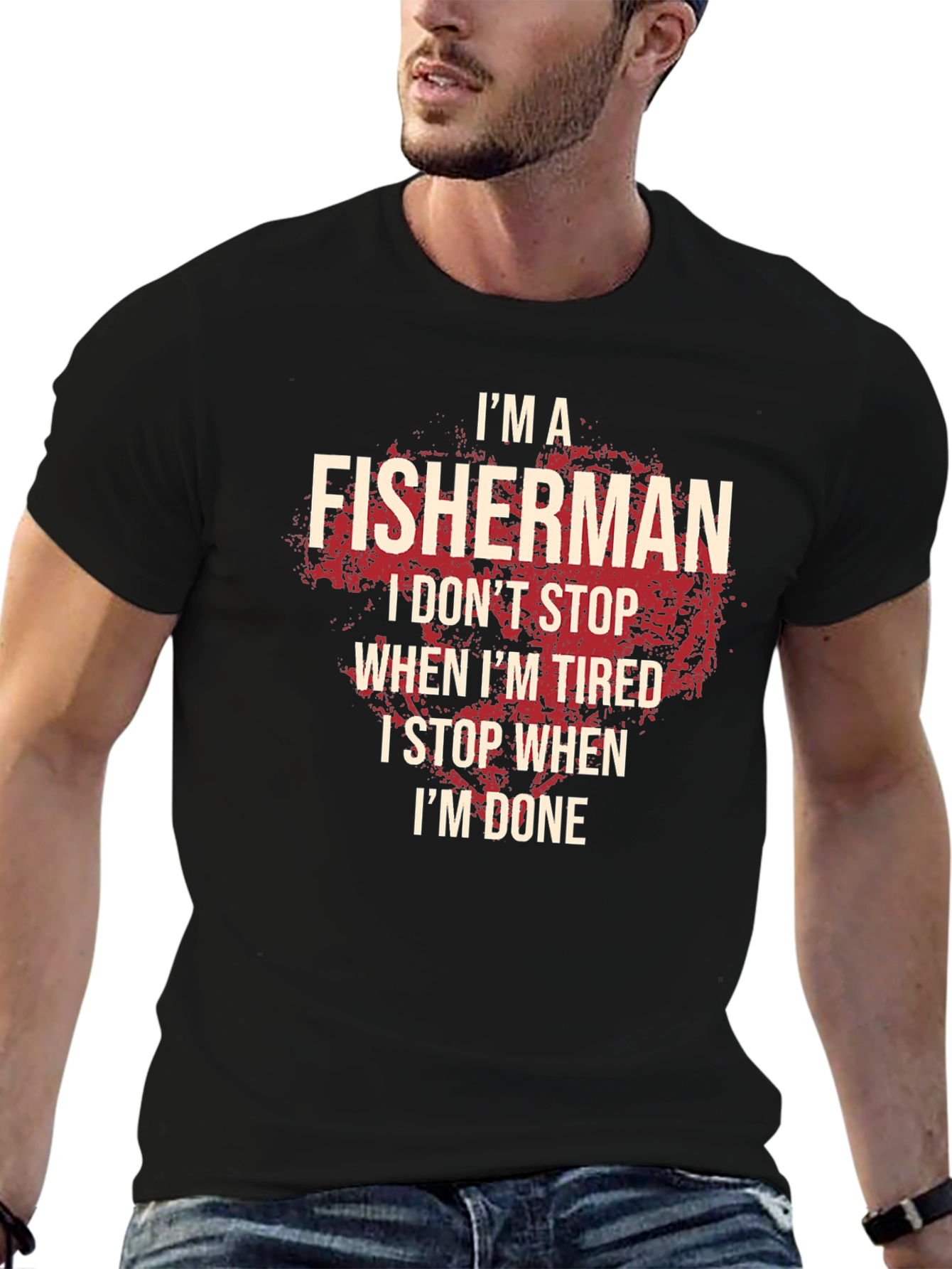 Black Fisherman T-Shirt: I Stop When I'm Done view 6