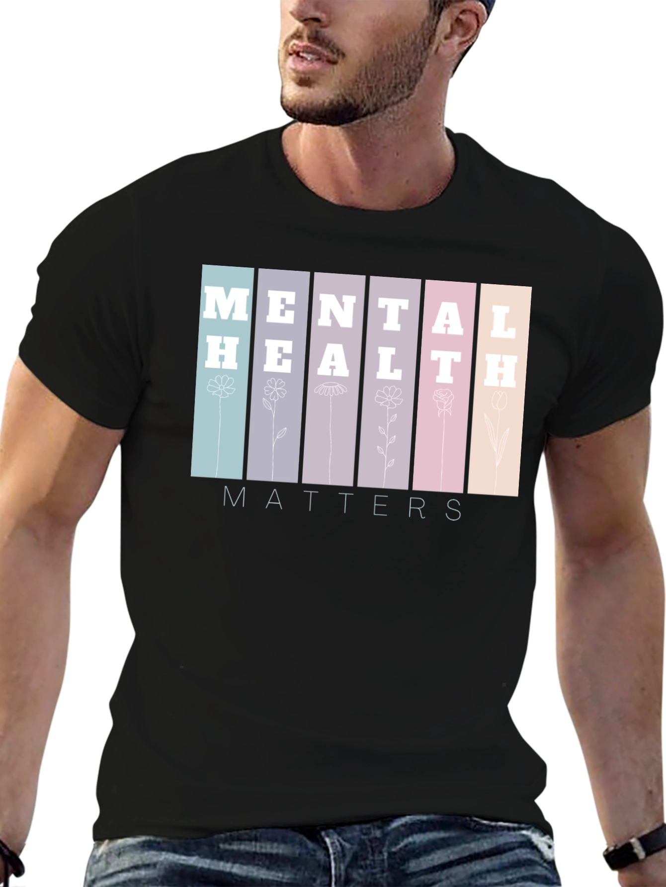 Black Mental Health Matters Black T-Shirt view 6