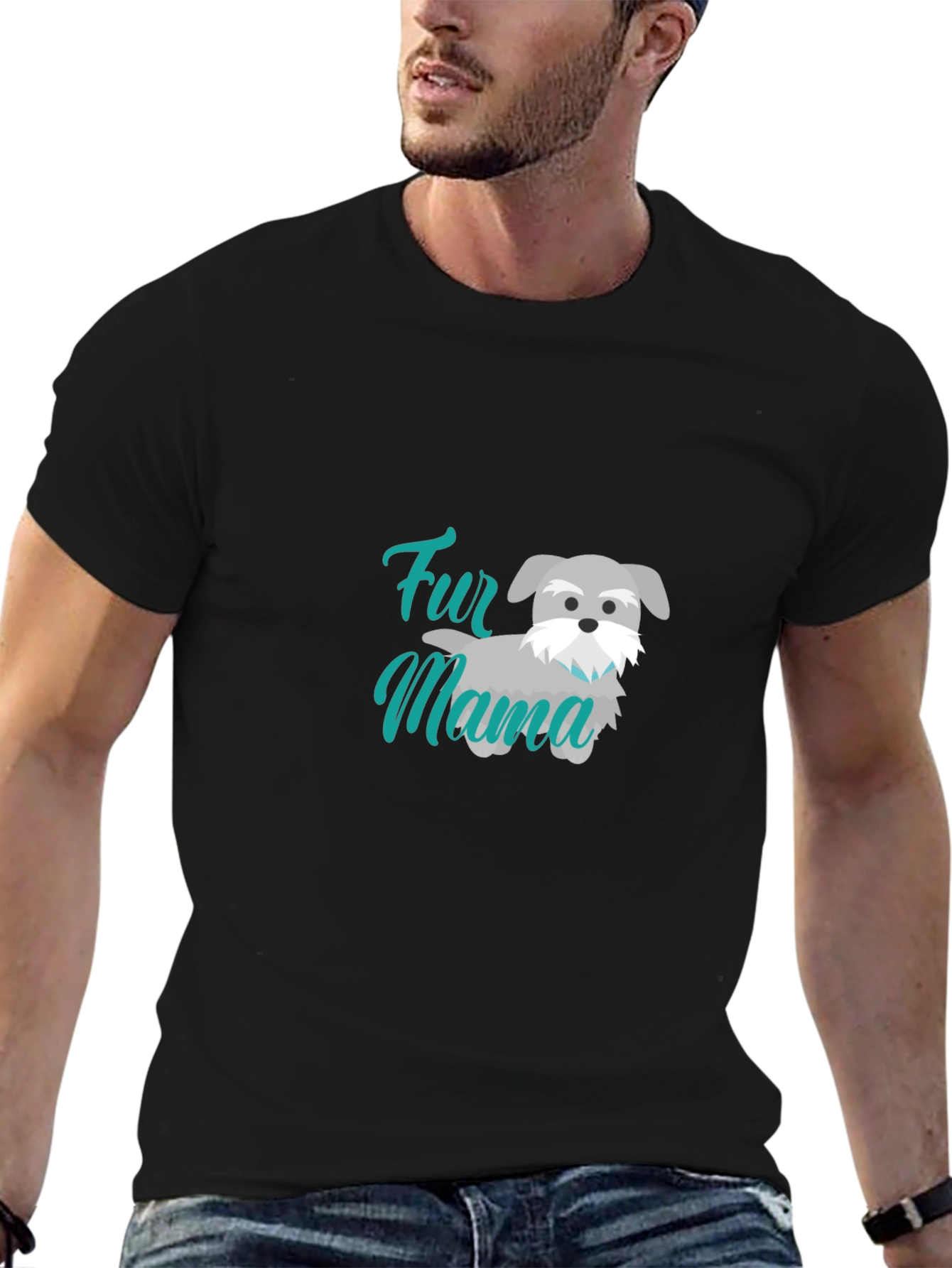 Black Fur Mama Dog Lover T-Shirt view 6