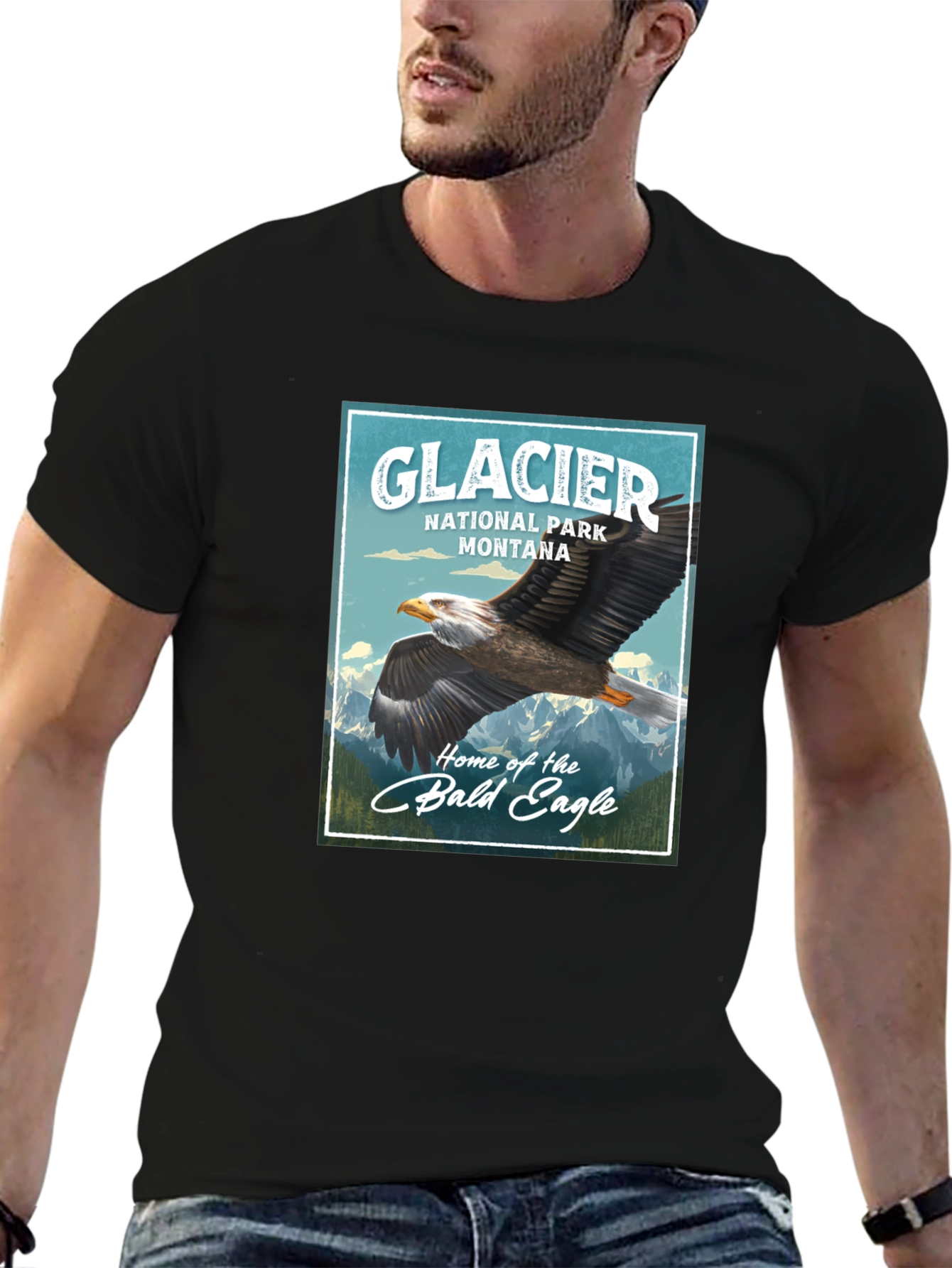 Black Glacier National Park Eagle Graphic T-Shirt view 6