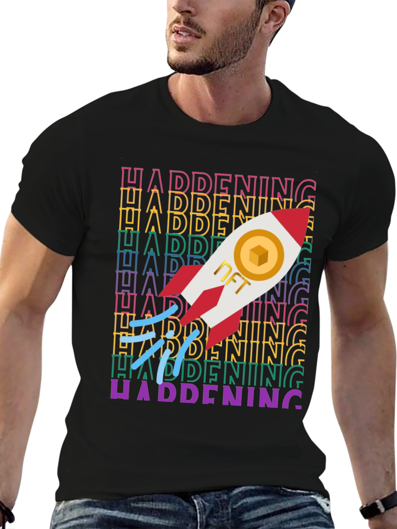 Black NFT Rocket T-Shirt - The Happening view 6