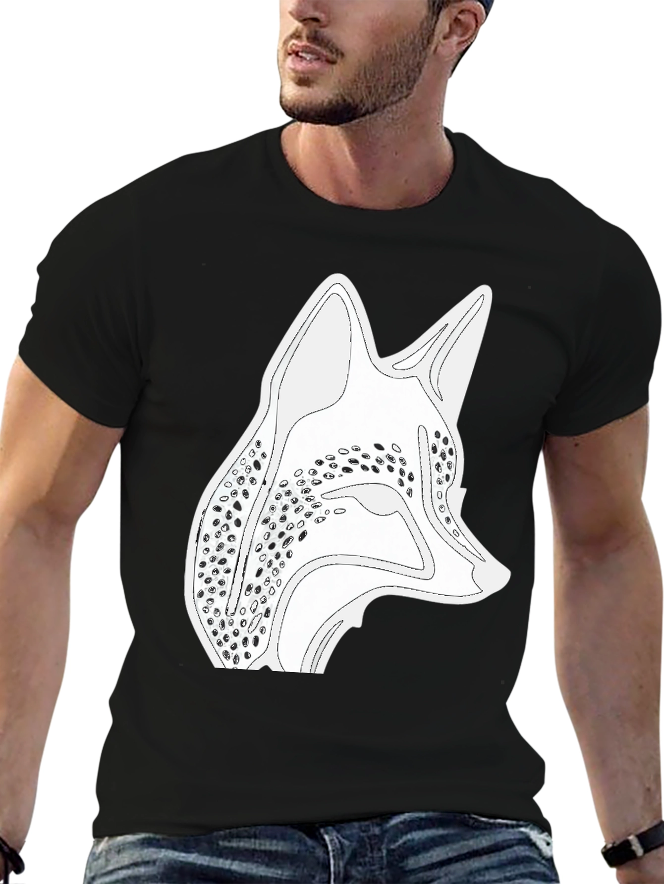 Black Black T-Shirt with Fox Graphic Print view 6
